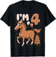 Kids I'm 4 Cute Horse Kids Four Years Old 4th Birthday Party T-Shirt - T-Shirt | Black