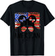 All American Girls 4th of July Messy Bun Leopard Patriotic T-Shirt - T-Shirt | Black