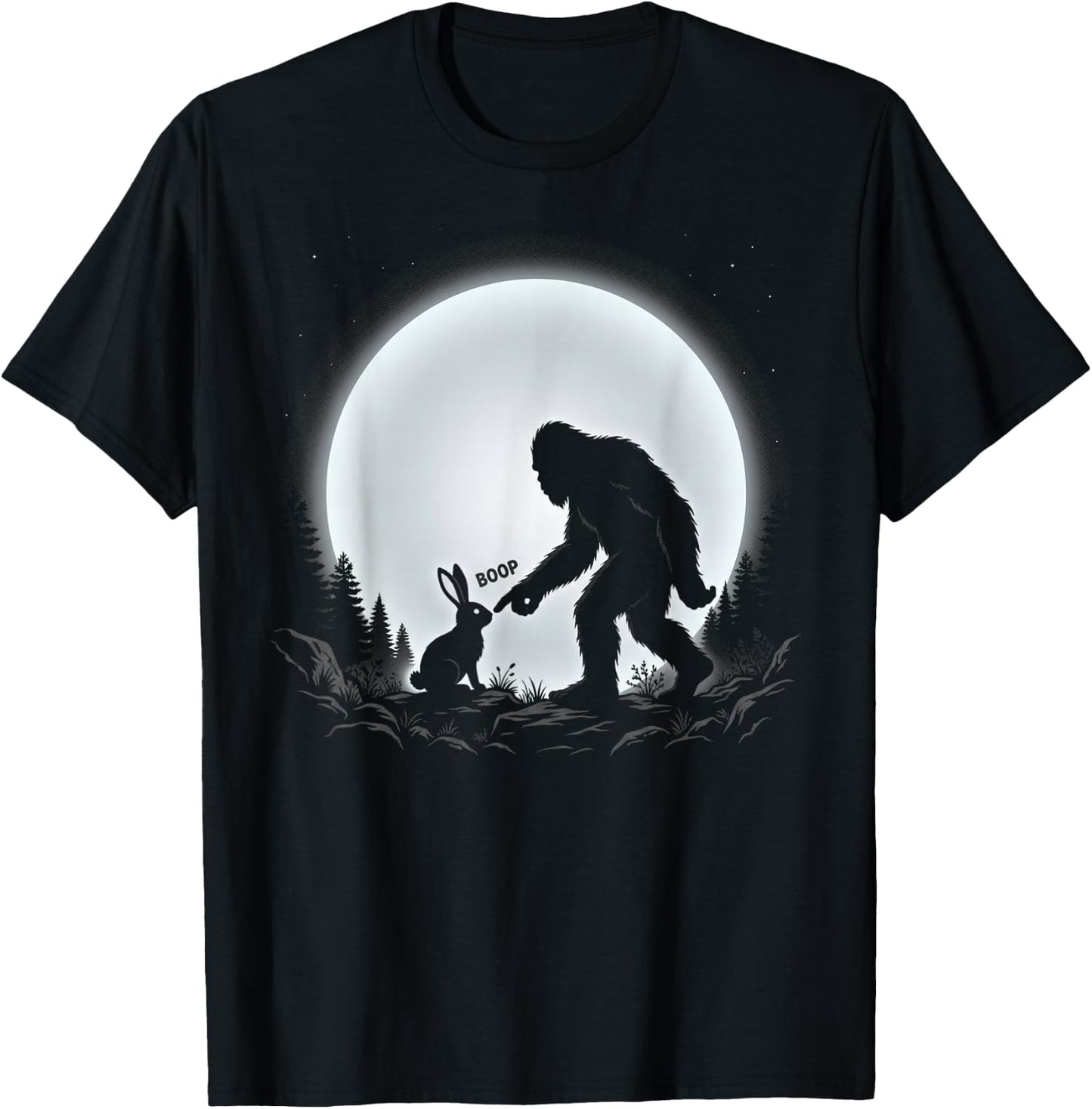 Bigfoot Boop Bunny Funny Sasquatch Moon Rabbit T-Shirt - T-Shirt | Black