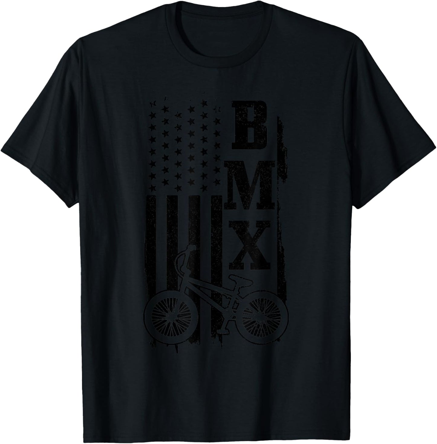 BMX American Flag Patriotic Bike T-Shirt - T-Shirt | Black