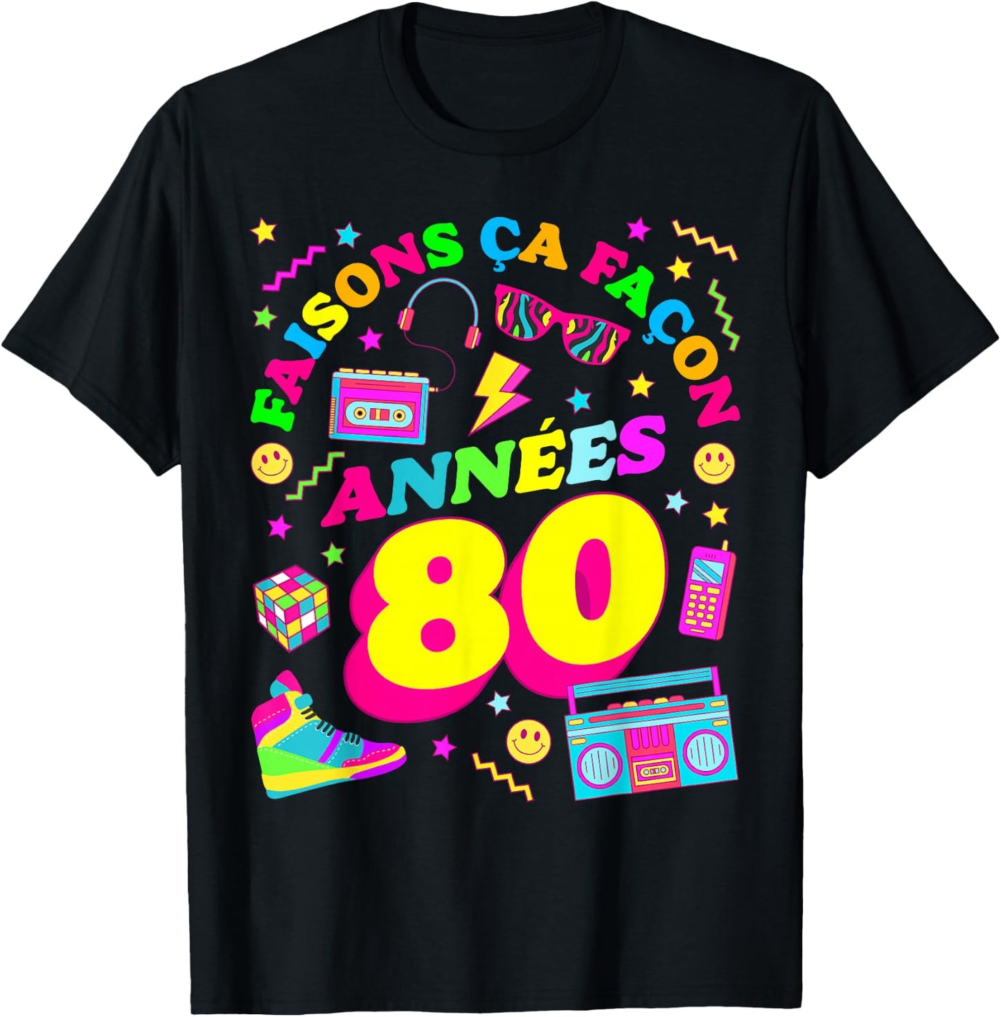 Party 80s Birthday Party 80s Retro Style , Black, S T-Shirt - T-Shirt | Black