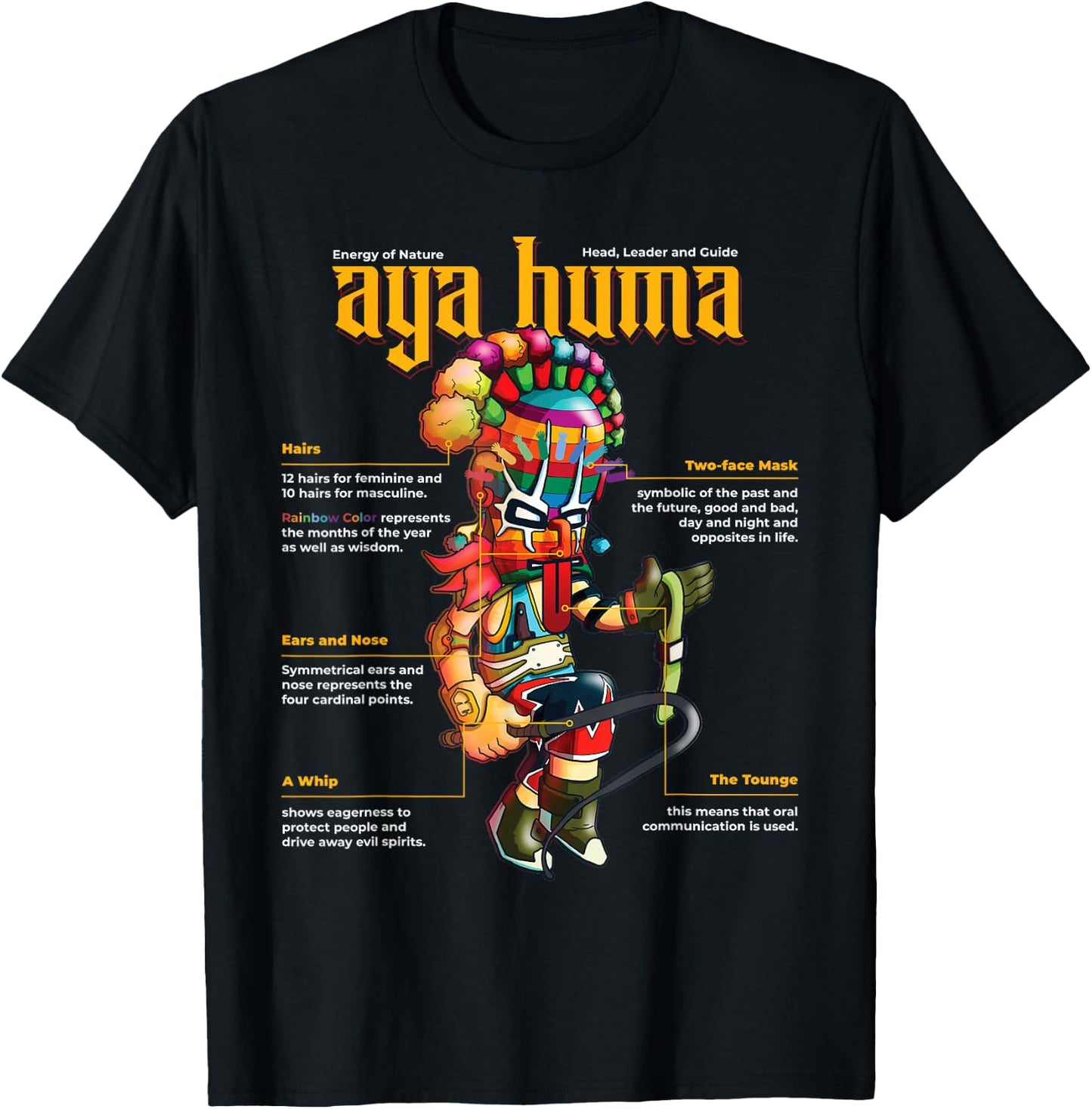 Festival Mask Spirit Head Aya Huma Energy of Nature Diablo T-Shirt - T-Shirt | Black