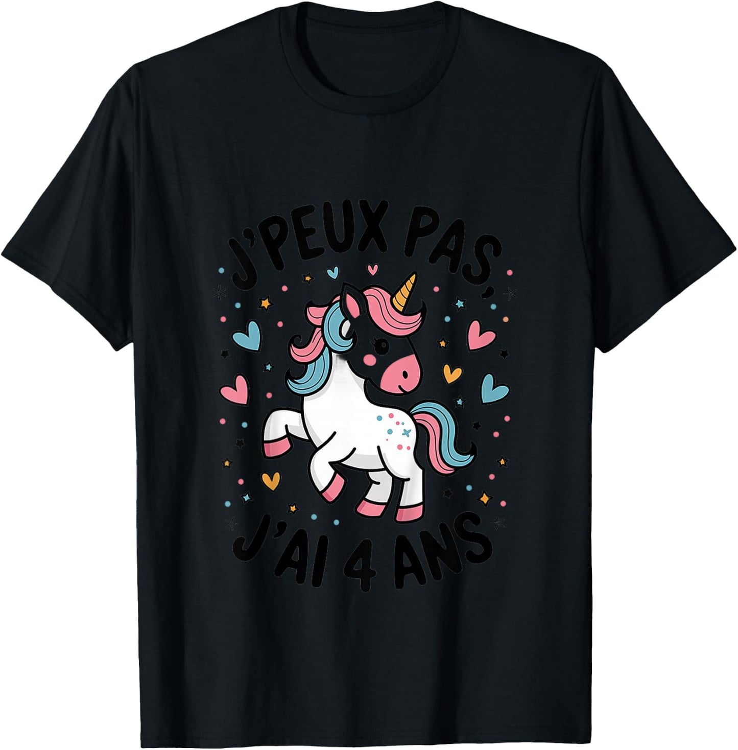 Enfant J'peux Pas J'ai 4 ans Unicorn Top Girl , white, 2 T-Shirt - T-Shirt | Black