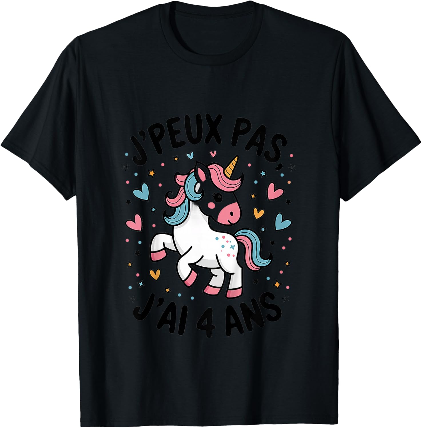 Enfant J'peux Pas J'ai 4 ans Unicorn Top Girl , white, 2 T-Shirt - T-Shirt | Black