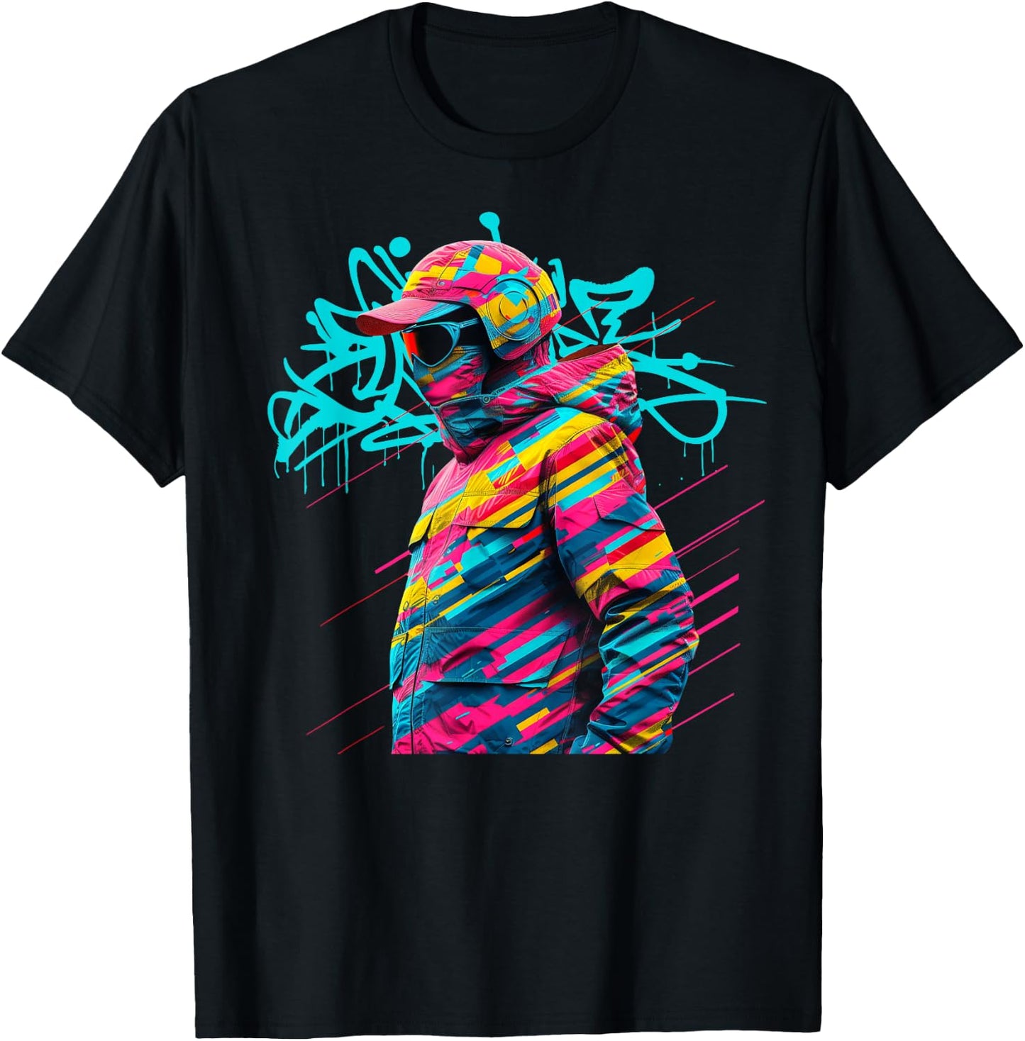 Vibrant Urban Street Art Graffiti Style Design T-Shirt - T-Shirt | Black