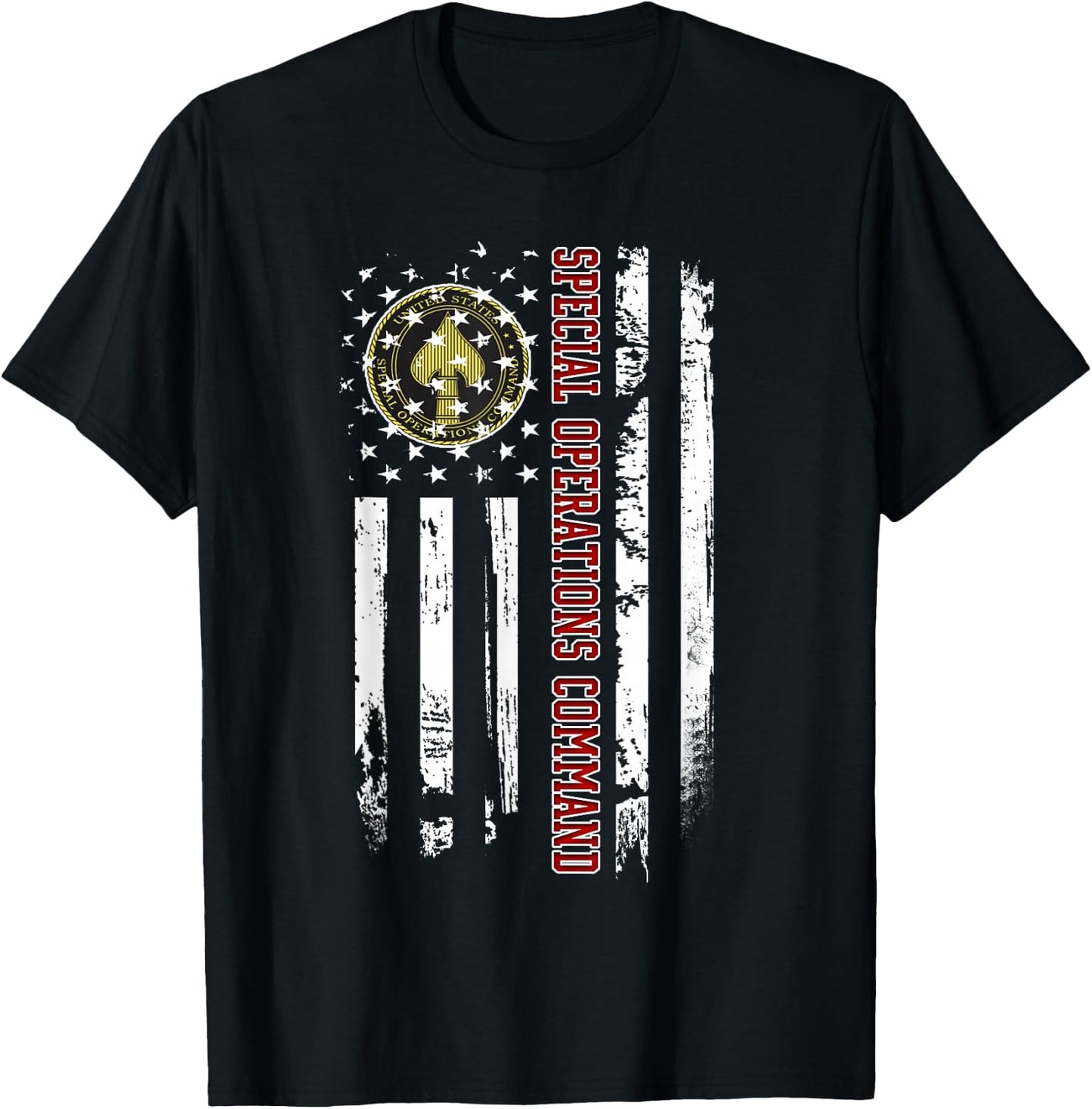 Special Operations Command Veteran American Flag Christmas T-Shirt - T-Shirt | Black