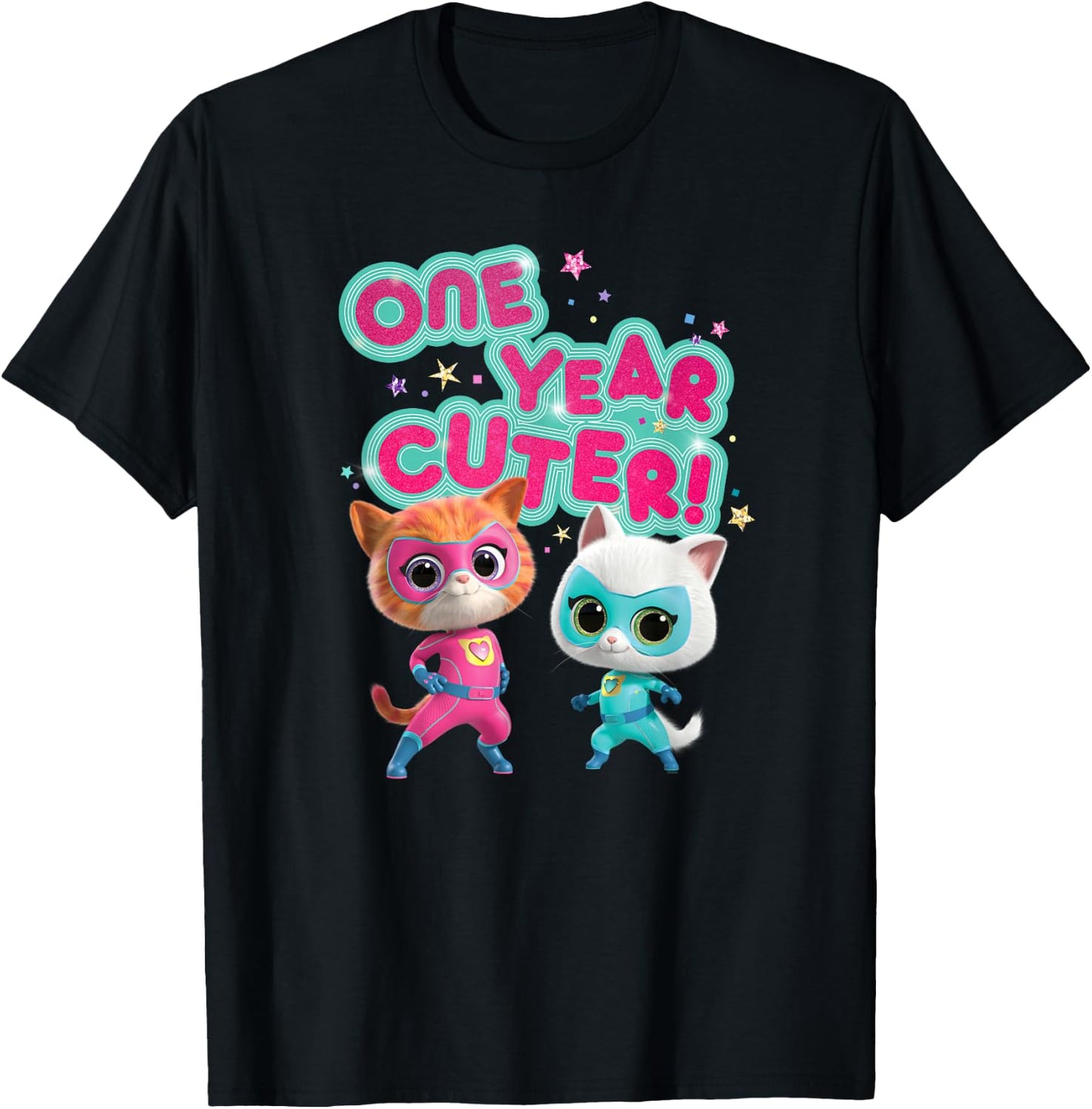 Disney Junior SuperKitties Birthday Kitties One Year Cuter T-Shirt - T-Shirt | Black