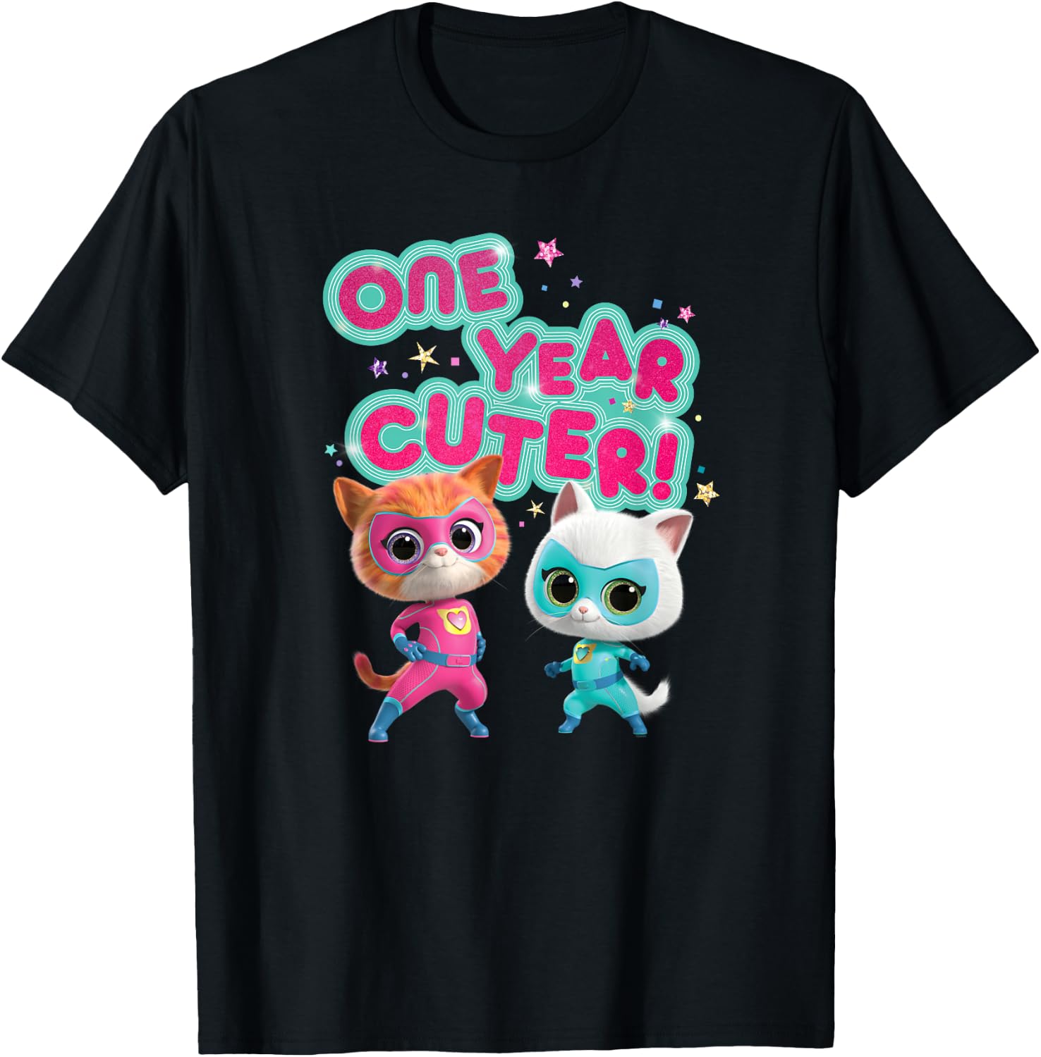 Disney Junior SuperKitties Birthday Kitties One Year Cuter T-Shirt - T-Shirt | Black