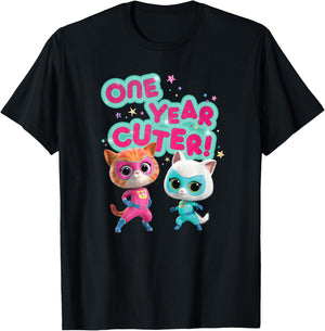 Disney Junior SuperKitties Birthday Kitties One Year Cuter T-Shirt - T-Shirt | Black