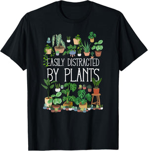 Easily Distracted By Potted Plants T-Shirt - T-Shirt | Black