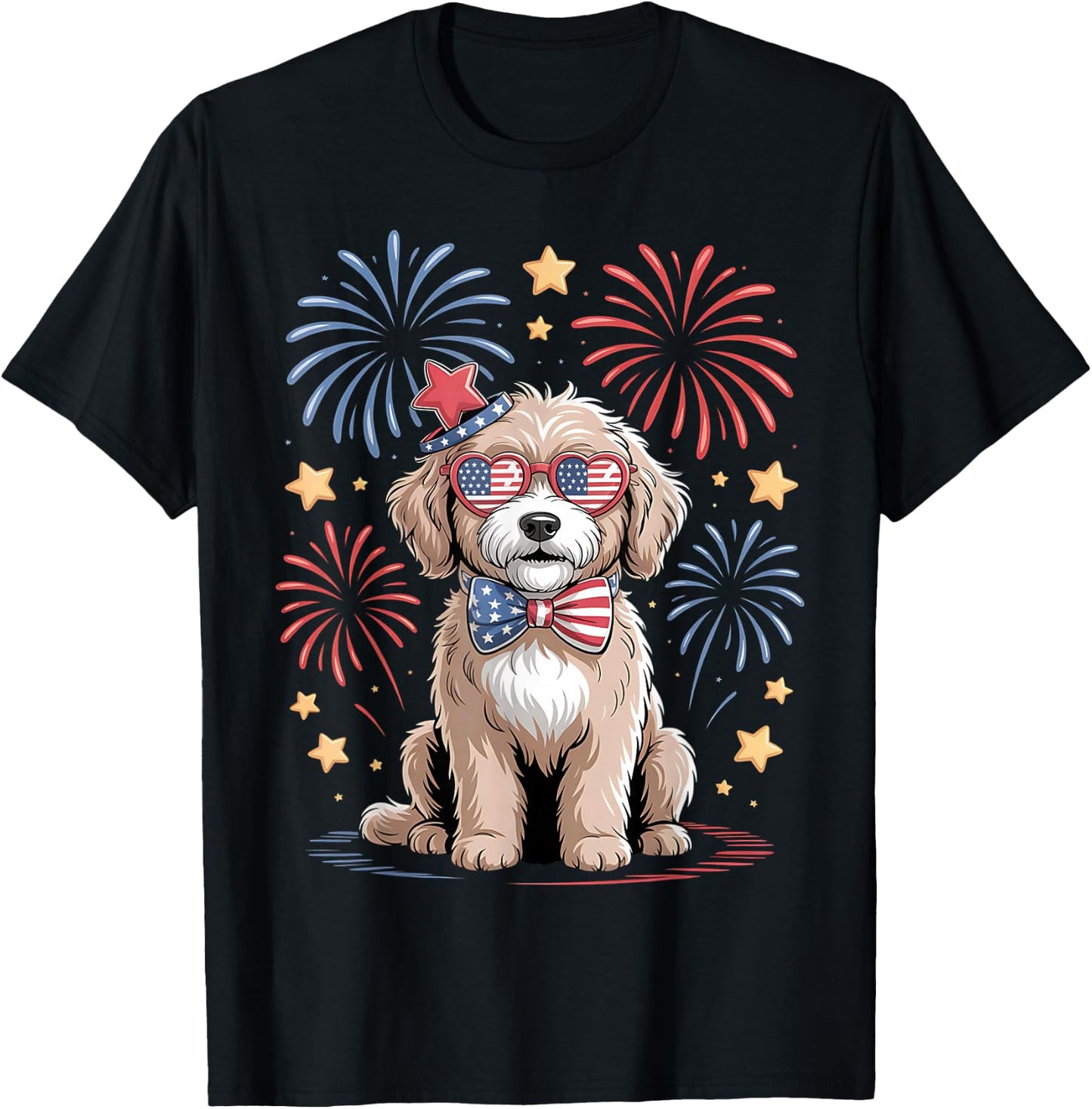 Goldendoodle 4th of July Patriotic Golden Doodle Dog Women T-Shirt - T-Shirt | Black
