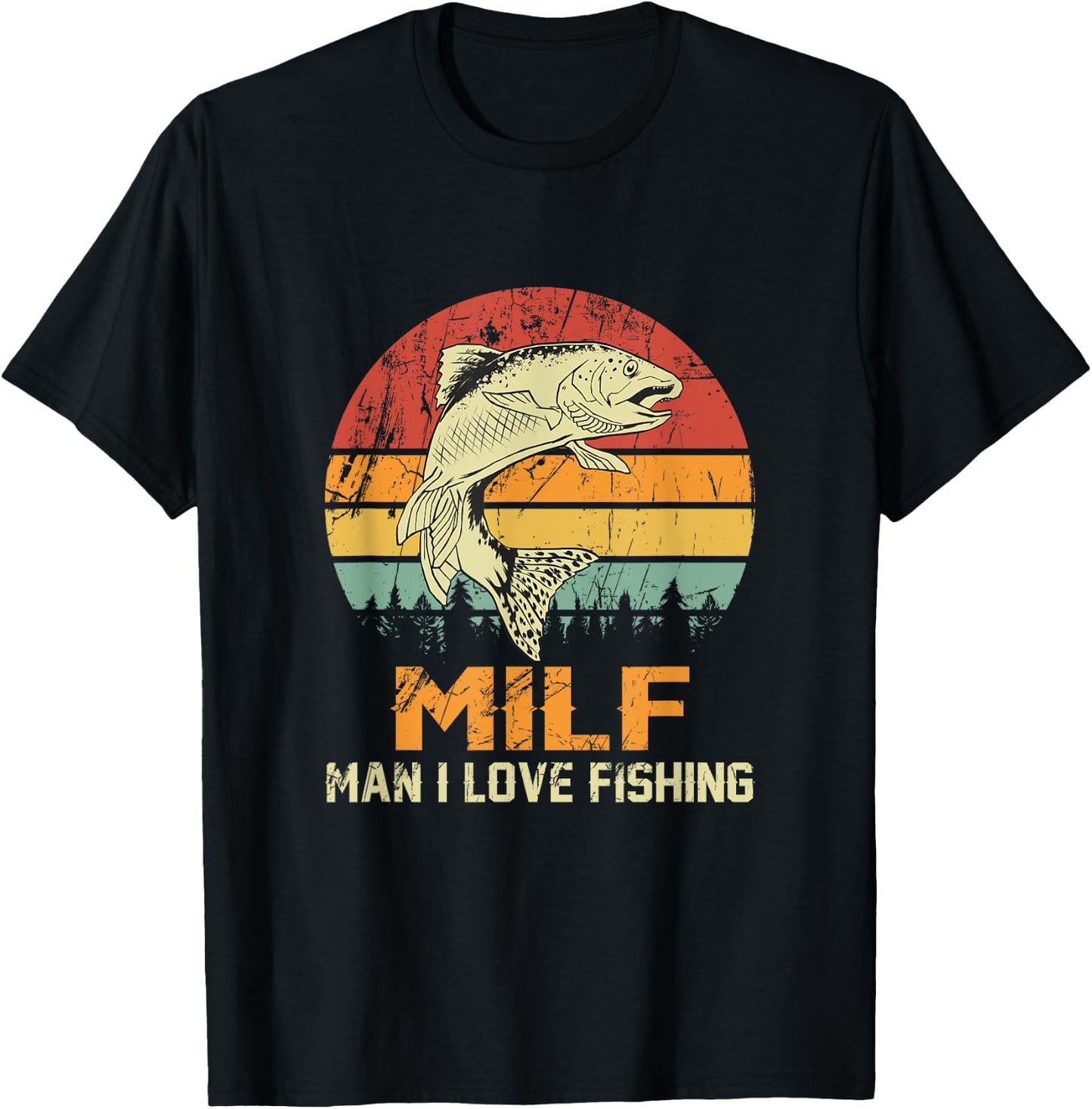 Milf: Man I Love Fishing Funny Fish Vintage Outfit T-Shirt - T-Shirt | Black
