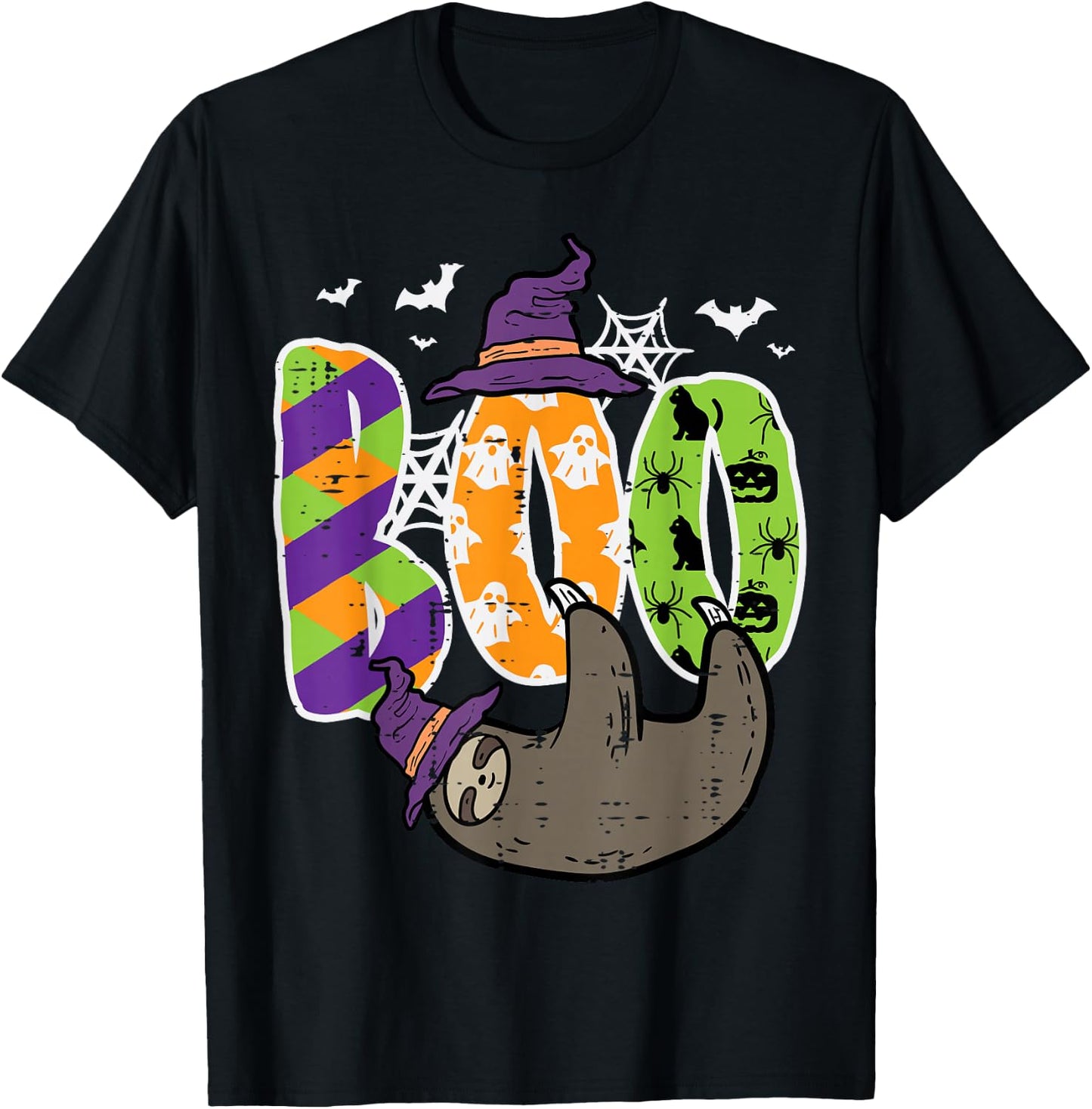 Halloween Sloth Boo Lazy Costume Men Women Boys Girls Kids T-Shirt - T-Shirt | Black