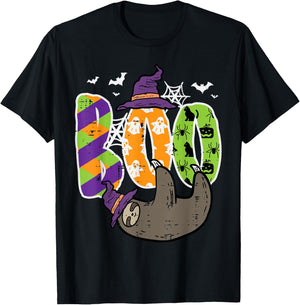 Halloween Sloth Boo Lazy Costume Men Women Boys Girls Kids T-Shirt - T-Shirt | Black