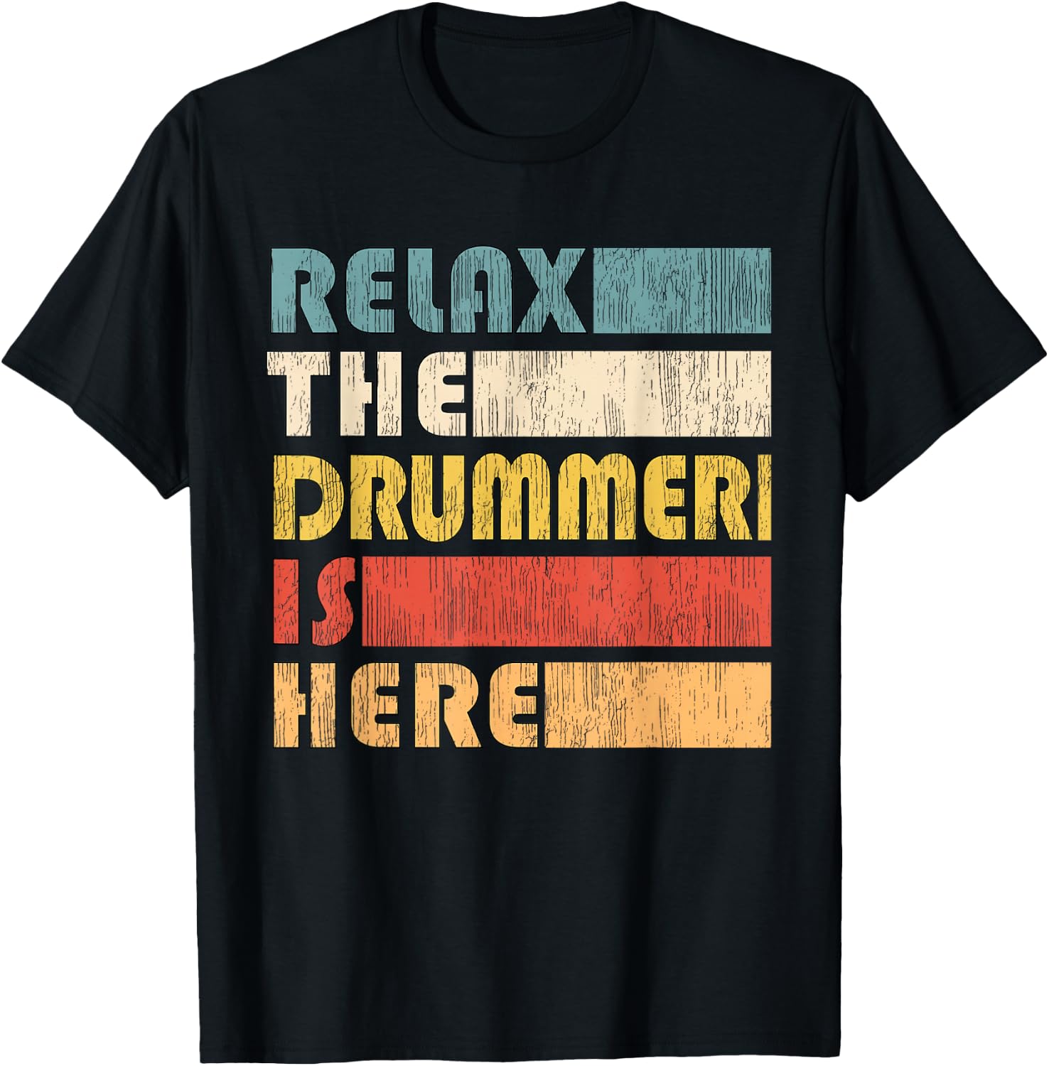 Vintage Drumset Instrument Gifts Relax The Drummer Is Here for Drumset Musician Adult Black Short Sleeve Small T-Shirt - T-Shirt | Black