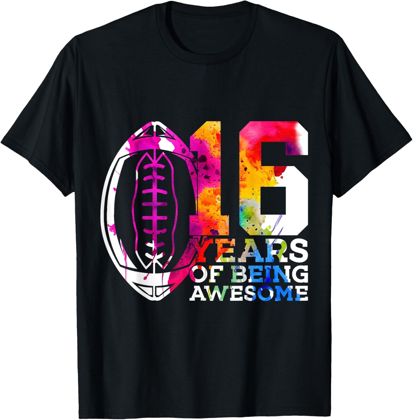 16 Years of Being Awesome Football 16th Birthday T-Shirt - T-Shirt | Black