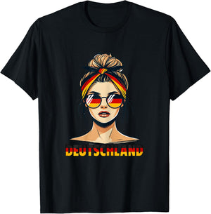 Deutsches Mädchen liebt Deutschland Flagge Deutsches Mädchen Deutschland T-Shirt - T-Shirt | Black