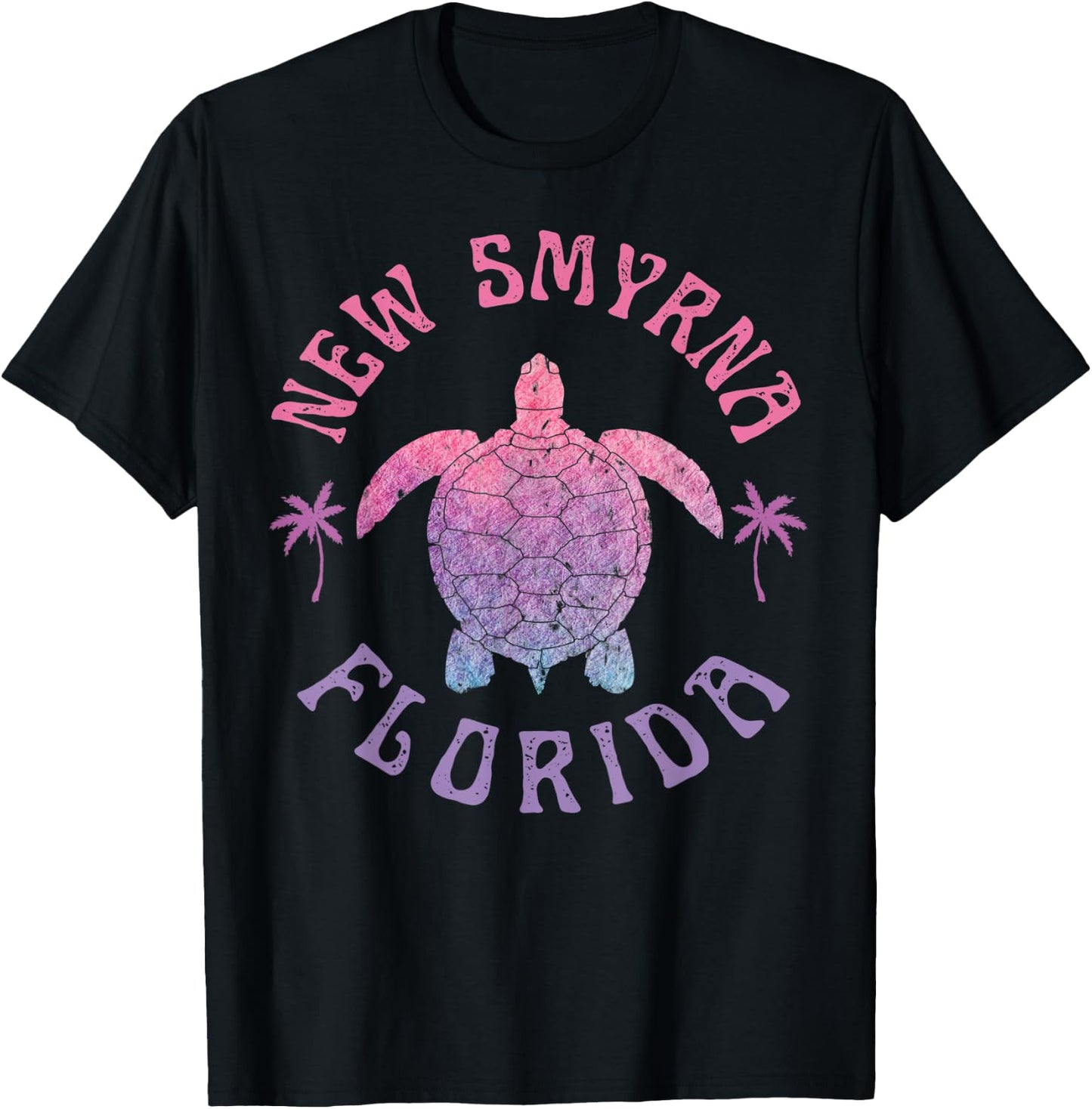 New Smyrna Beach Florida Sea Turtle Summer Vacation Vintage Men Women Kids T-Shirt - T-Shirt | Black