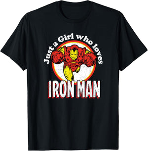Marvel Avengers Comic Just A Girl Who Loves Iron Man T-Shirt - T-Shirt | Black
