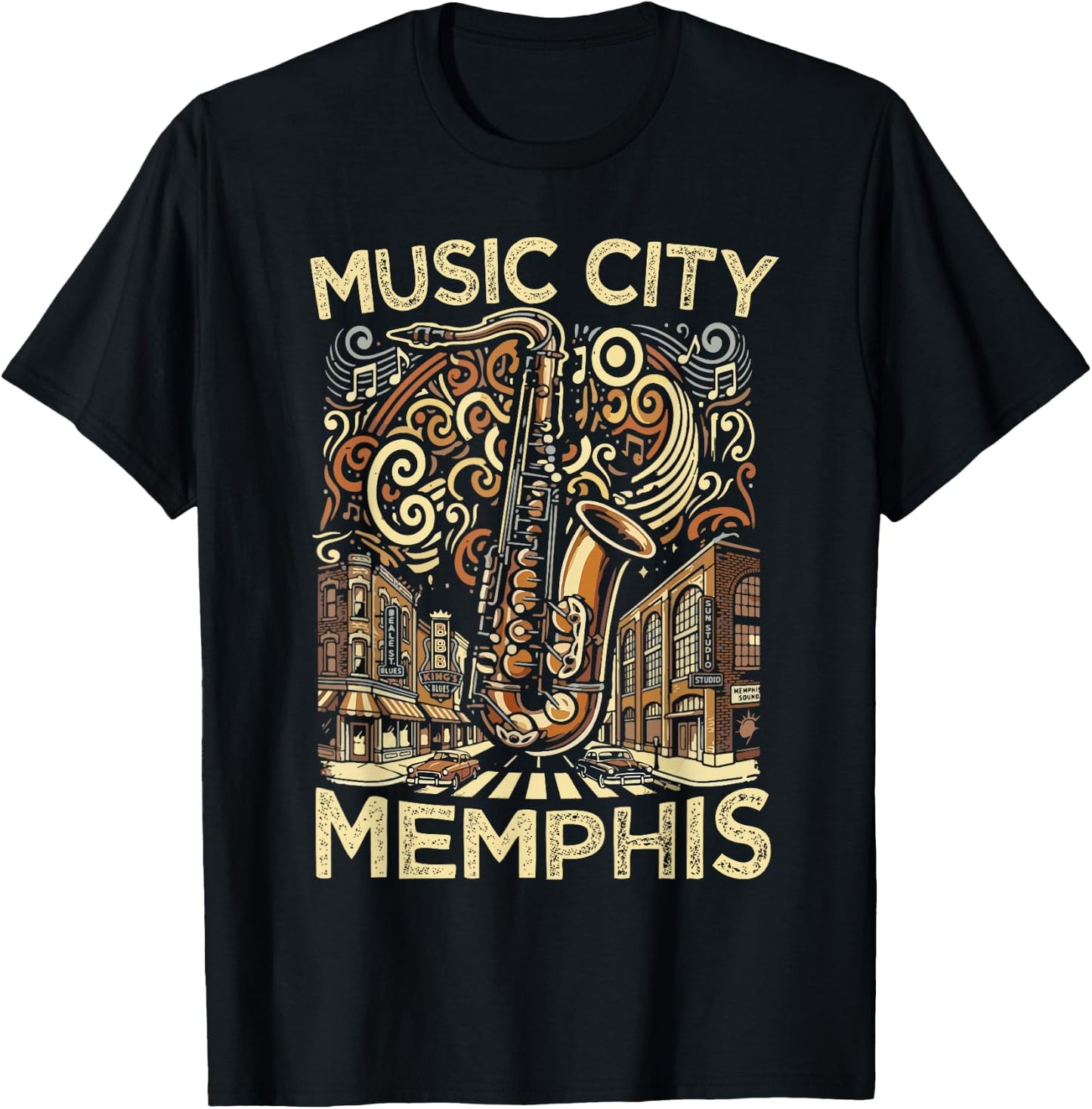 Music City Memphis Souvenir Men Women Tennessee Memphis T-Shirt - T-Shirt | Black