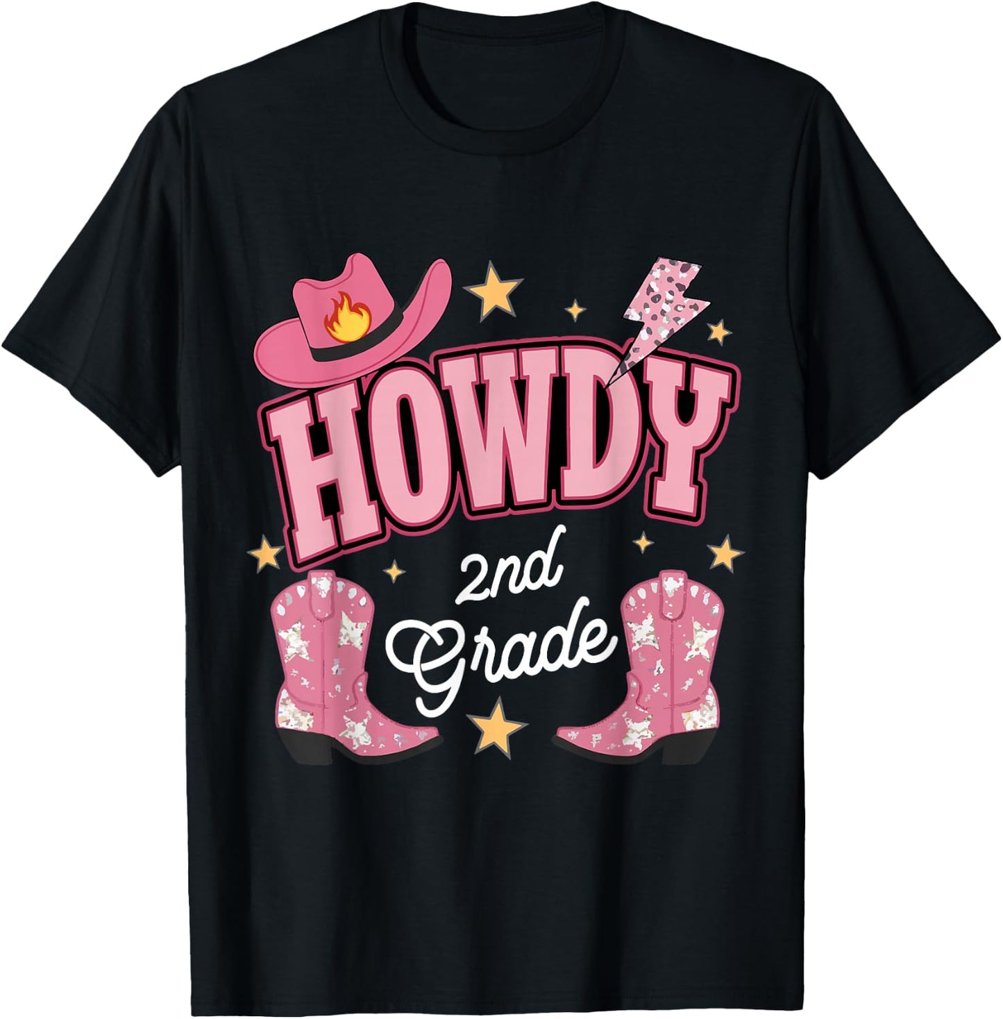 Howdy Second Grade Western 2nd Grade Teacher Cowboy Cowgirl T-Shirt - T-Shirt | Black