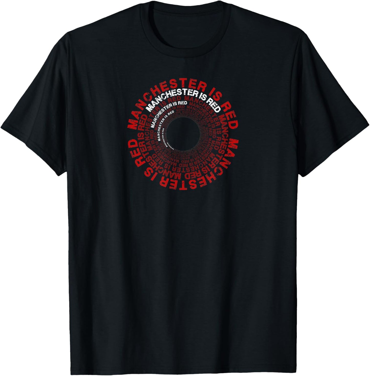 Manchester is Red Circular Funny United Football Supporter T-Shirt - T-Shirt | Black