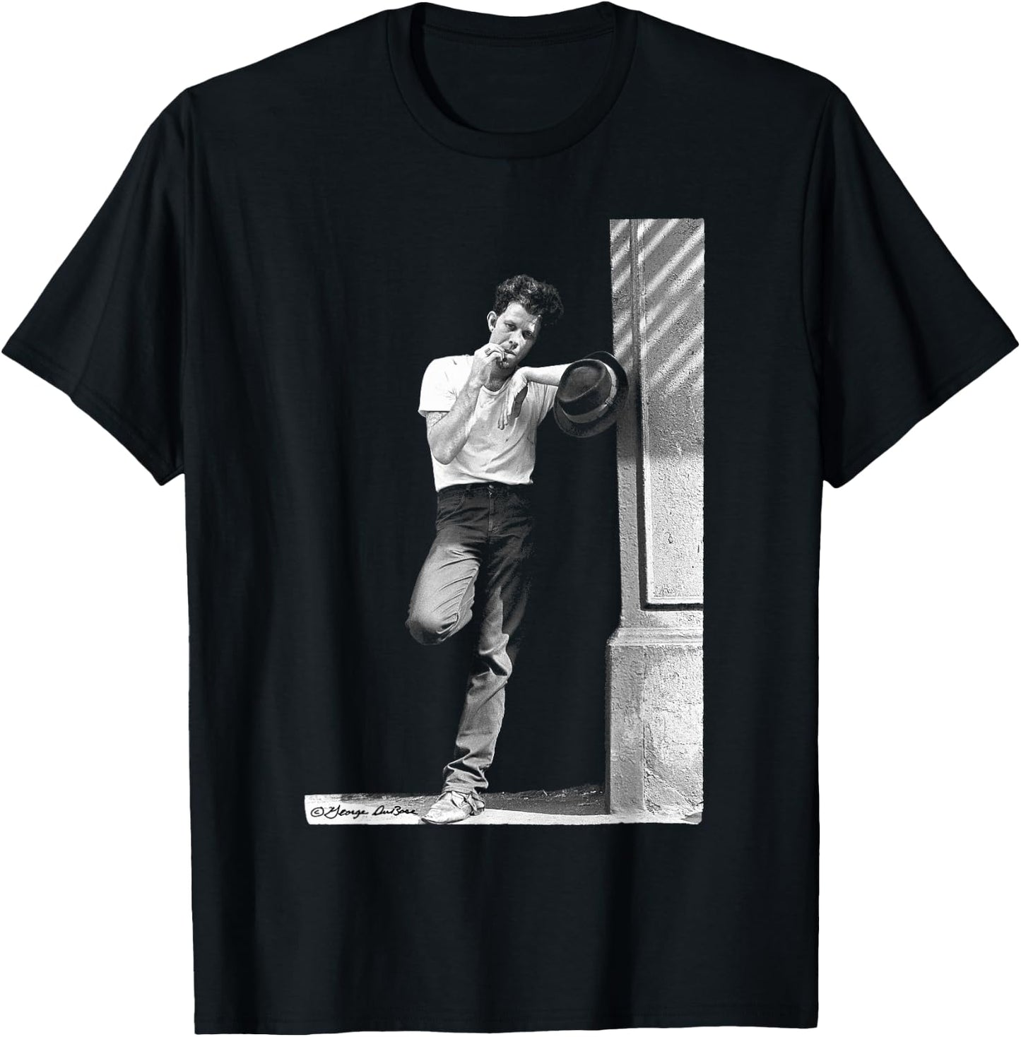 Tom Waits Portrait in Street by George DuBose T-Shirt - T-Shirt | Black