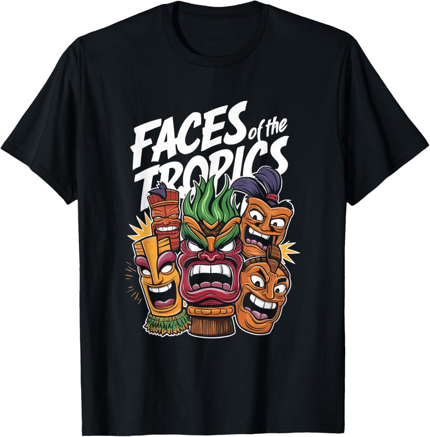 Polynesian Totem and Tiki Mask for Summer Holiday T-Shirt - T-Shirt | Black