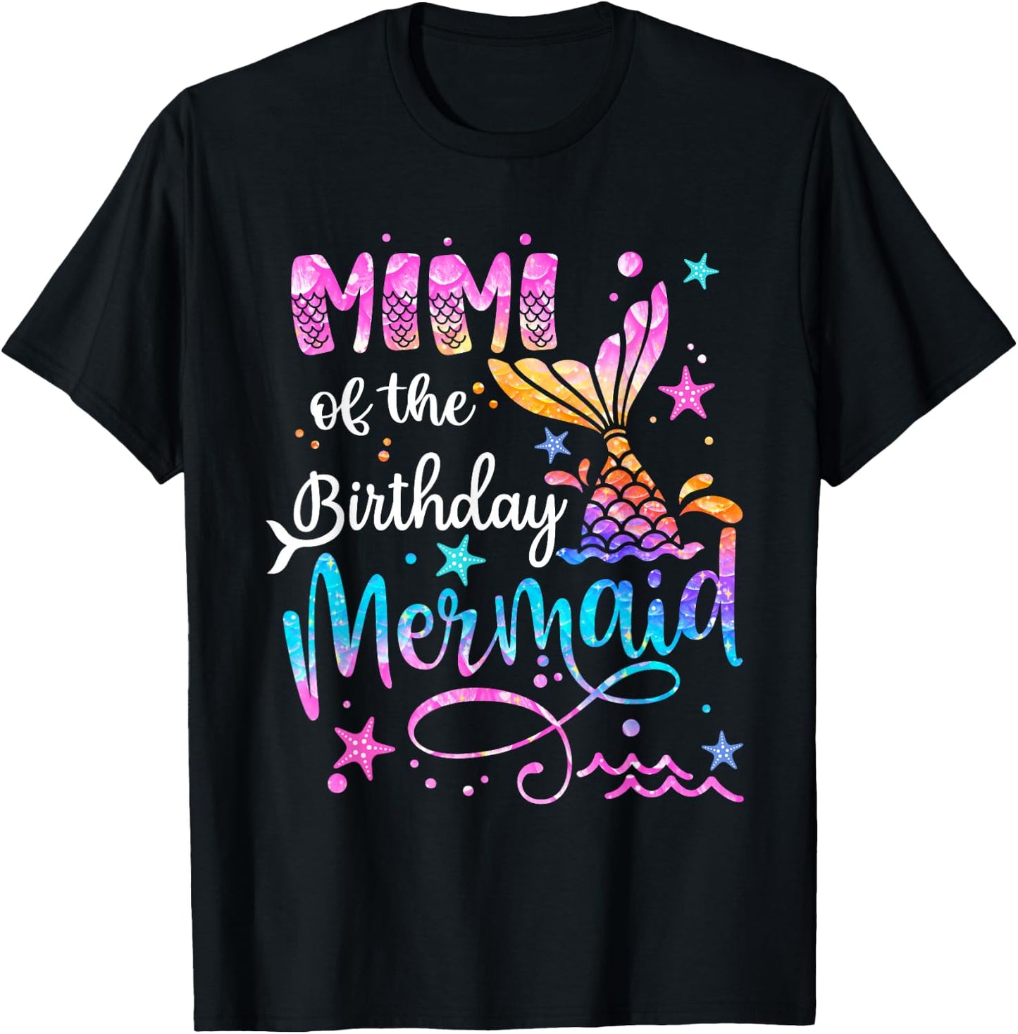 Mimi Of The Birthday Mermaid Matching Family 1st Birthday T-Shirt - T-Shirt | Black