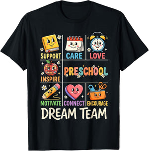 Preschool Dream Team Funny Back to School Teacher Preschool T-Shirt - T-Shirt | Black