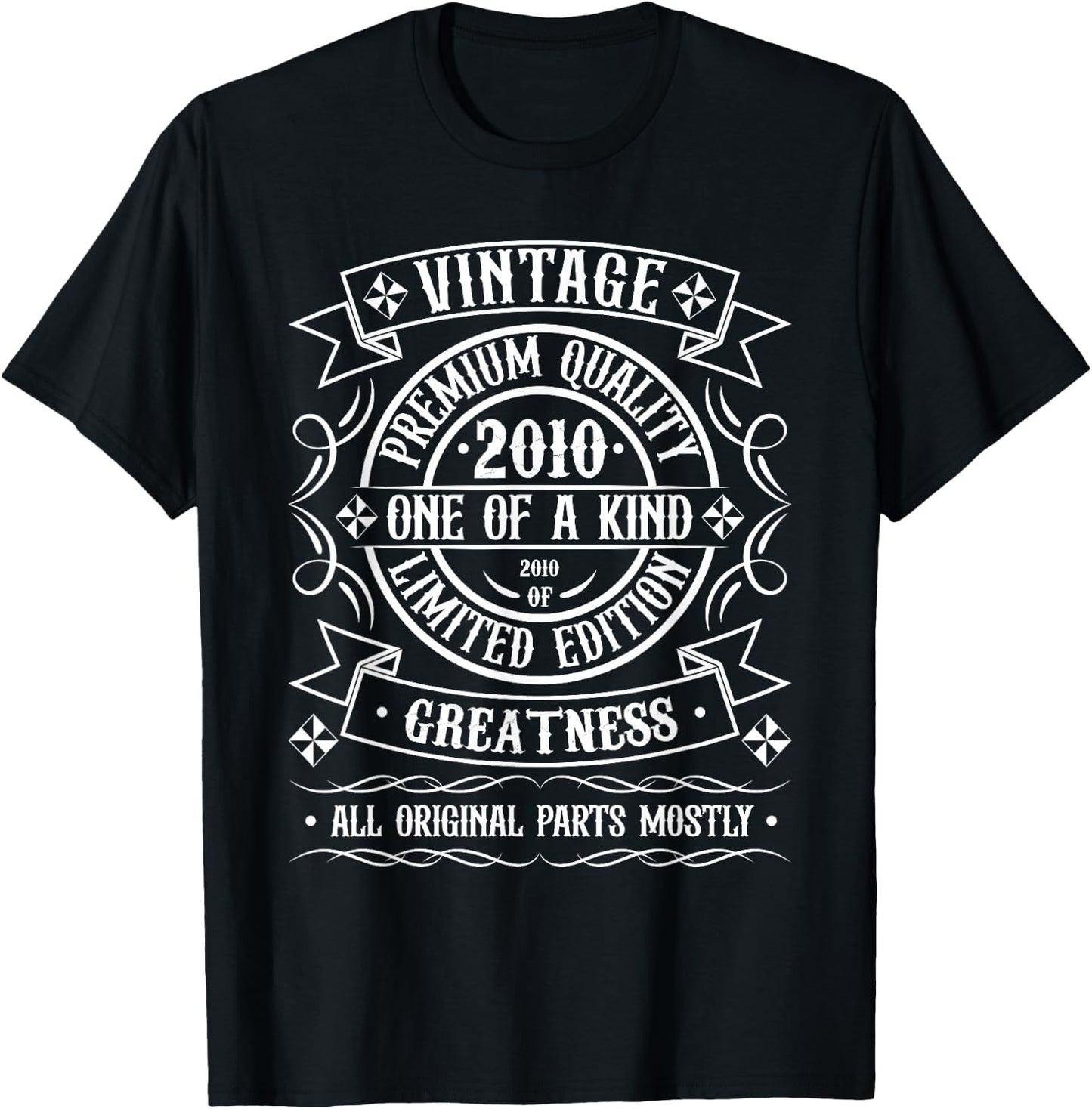Vintage 2010 T Shirts Retro Funny 2010 Birthday T-Shirt - T-Shirt | Black