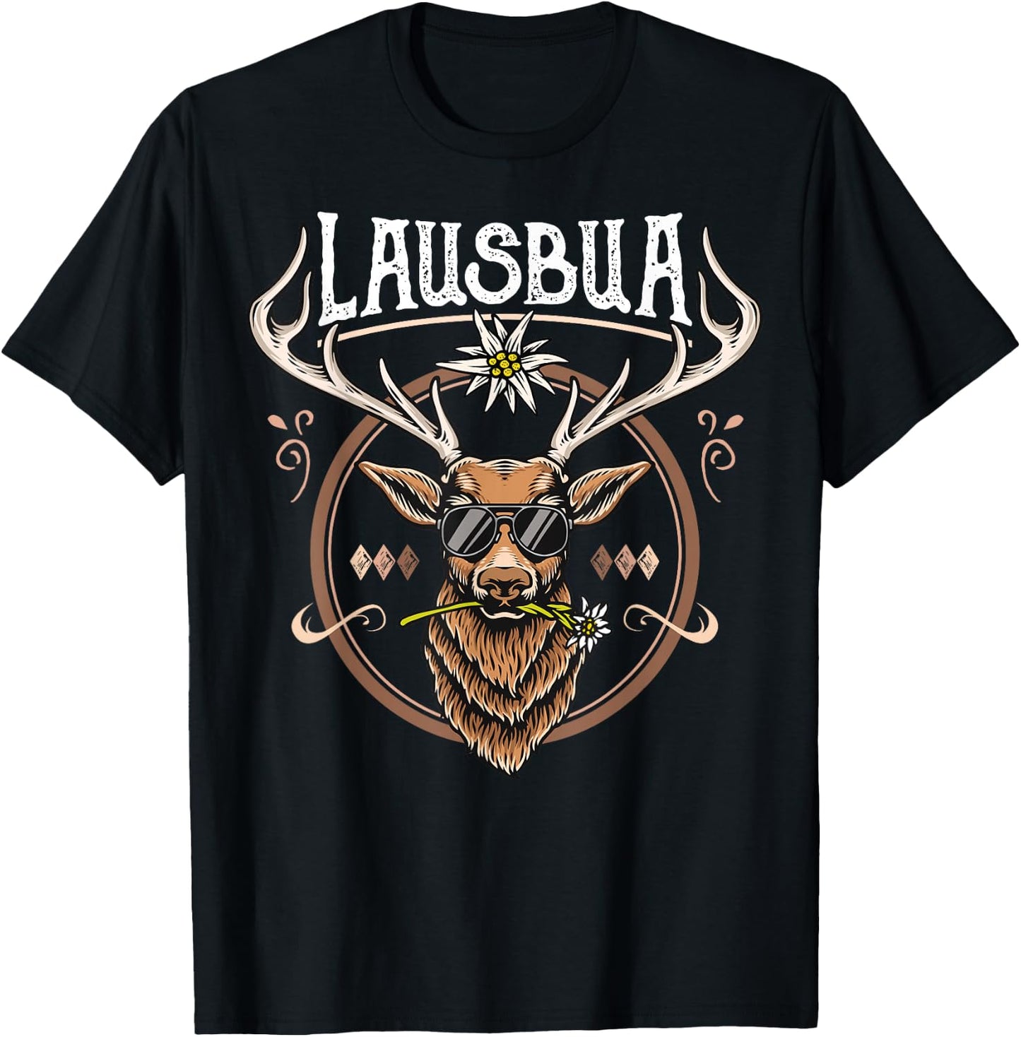 Lausbua Herren Trachtenshirt Kinder Trachten T-Shirt - T-Shirt | Black