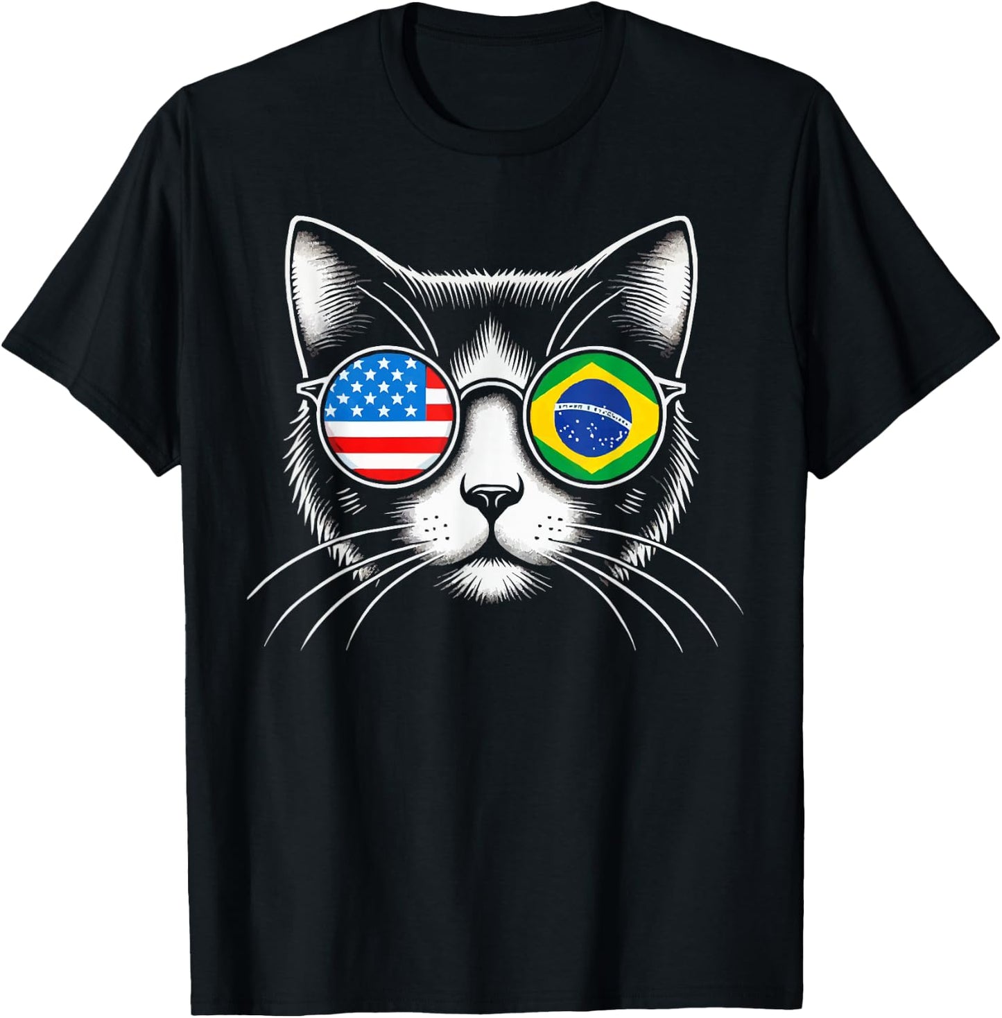 Half American Half Brazilian USA Flag Brazil America T-Shirt - T-Shirt | Black