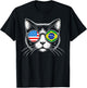 Half American Half Brazilian USA Flag Brazil America T-Shirt - T-Shirt | Black