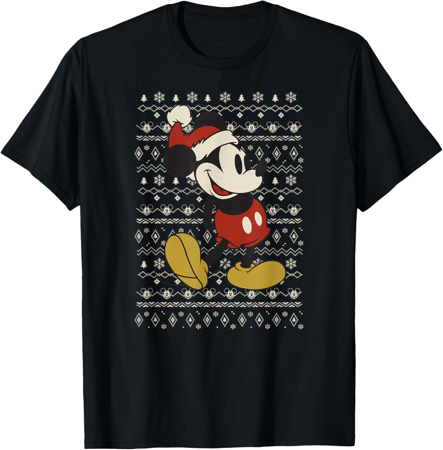 Disney Vintage Mickey Mouse Holiday T-Shirt - T-Shirt | Black