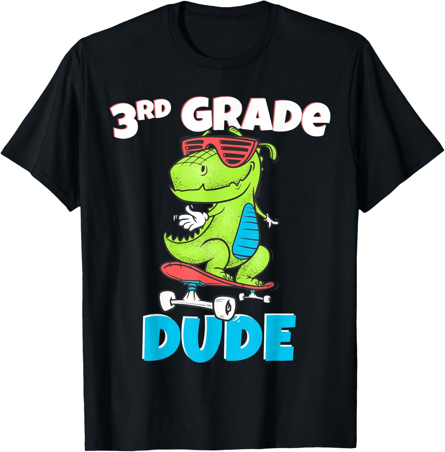 Kids 3rd Grade Dude Shirt Back To School Dinosaur T-Shirt - T-Shirt | Black