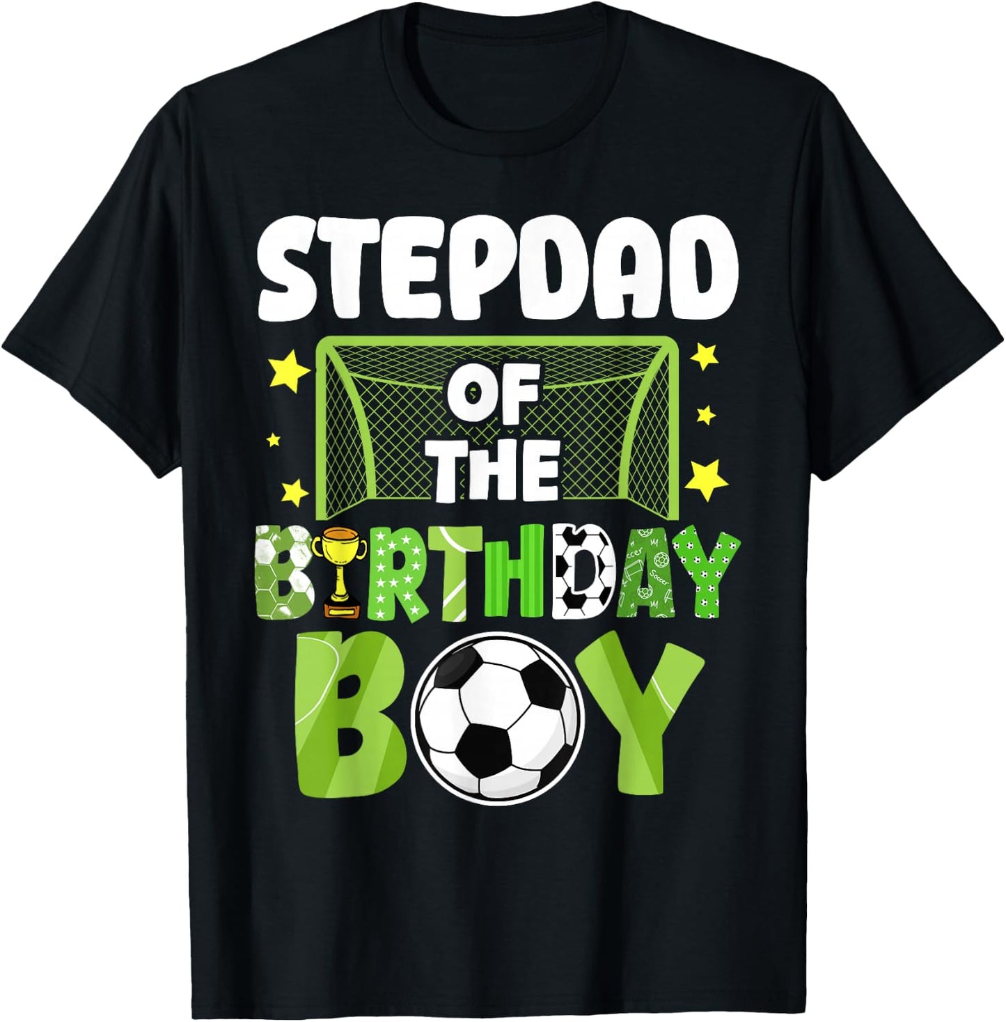 Soccer Stepdad Birthday Boy Party Soccer Family Matching T-Shirt - T-Shirt | Black