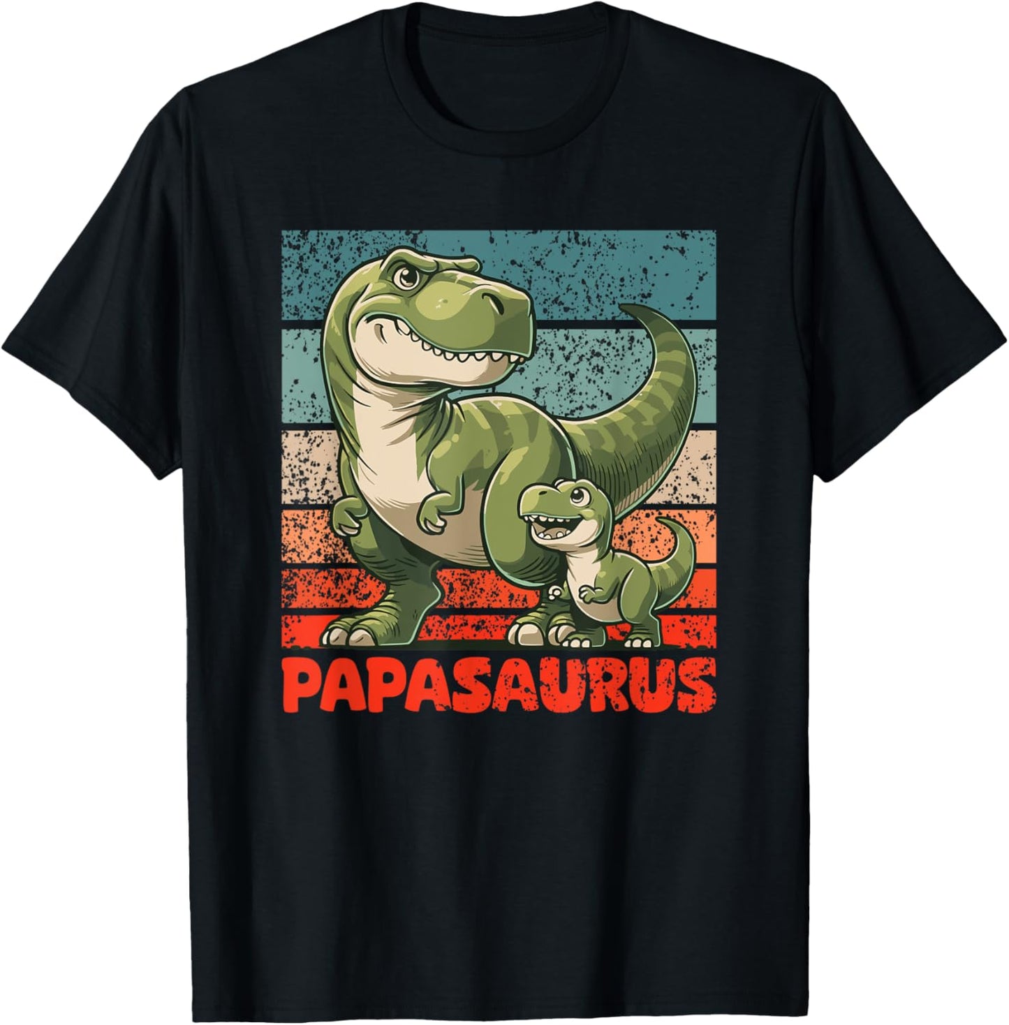 Papasaurus Father's Day Best Dad T-Rex Papa , black T-Shirt - T-Shirt | Black
