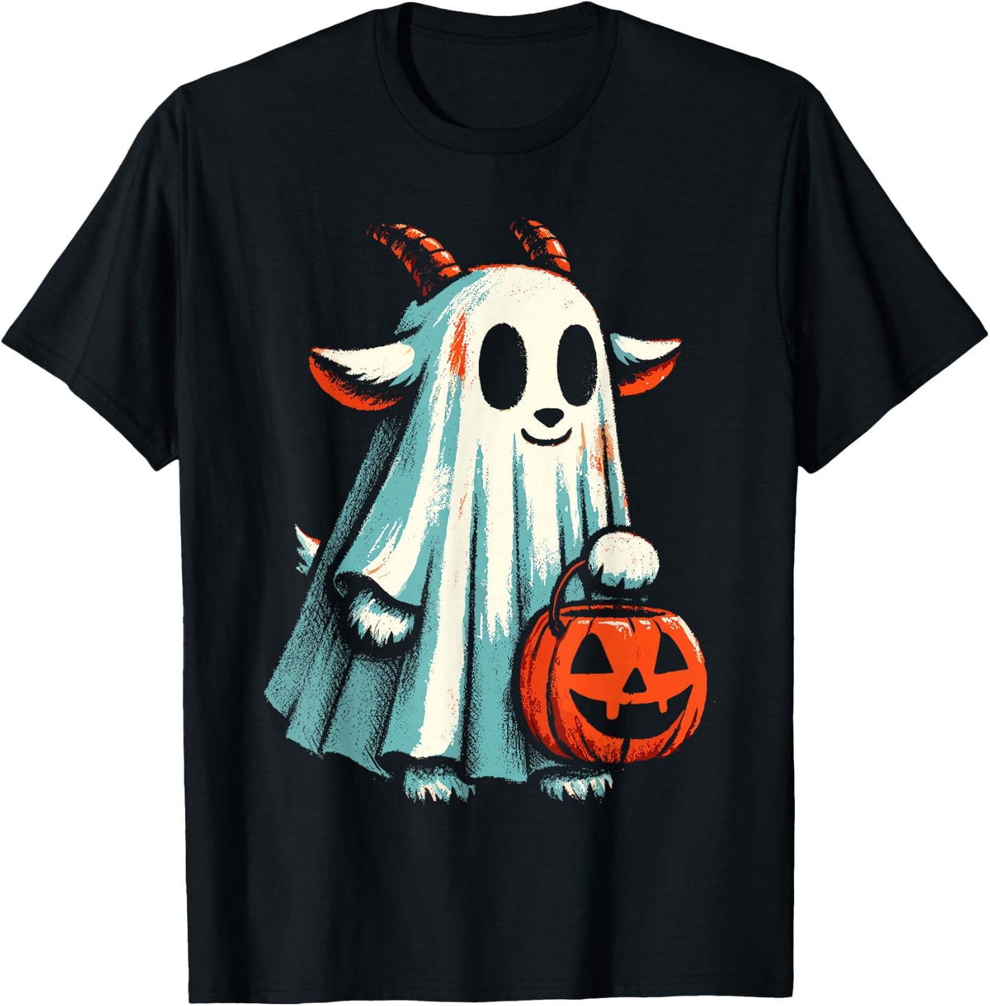Goat Ghost Funny Halloween T-Shirt - T-Shirt | Black