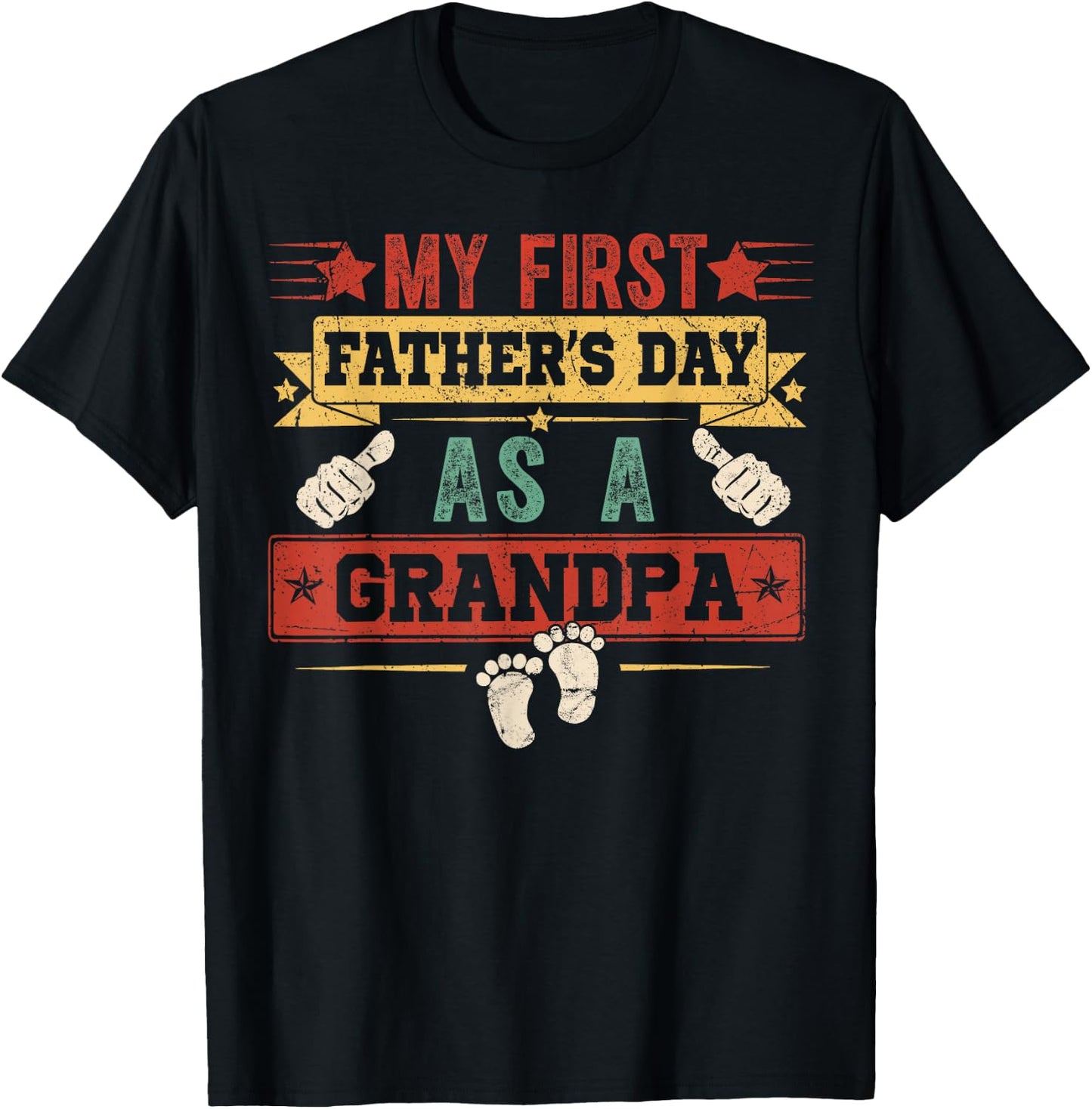 Vintage First Fathers Day As A Grandpa Men Papa T-Shirt - T-Shirt | Black