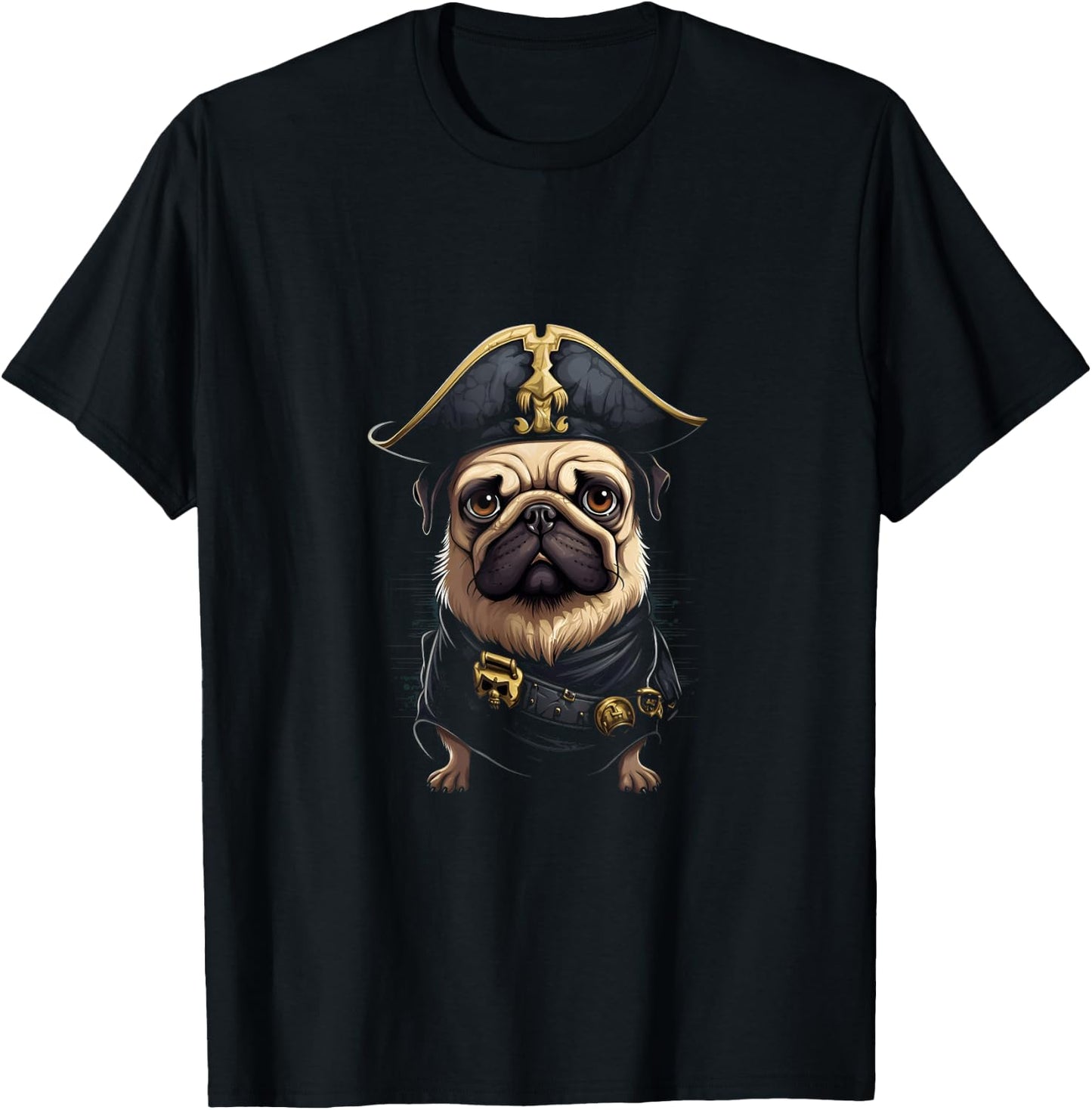 Pirate Pug Funny Buccaneer Pug Owner Pug Lover T-Shirt - T-Shirt | Black