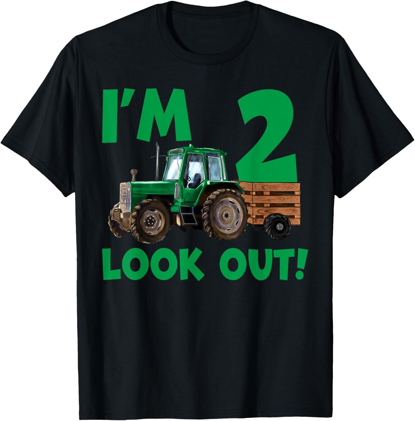 I'm 2 Years Old Farmer Tractor It's My 2nd Birthday Boy T-Shirt - T-Shirt | Black