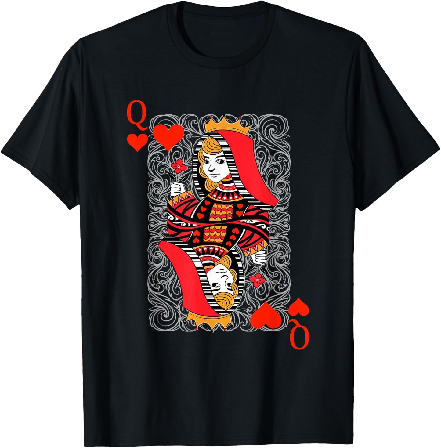 Queen Of Hearts Spielkarten Paare Halloween Kostüm T-Shirt - T-Shirt | Black