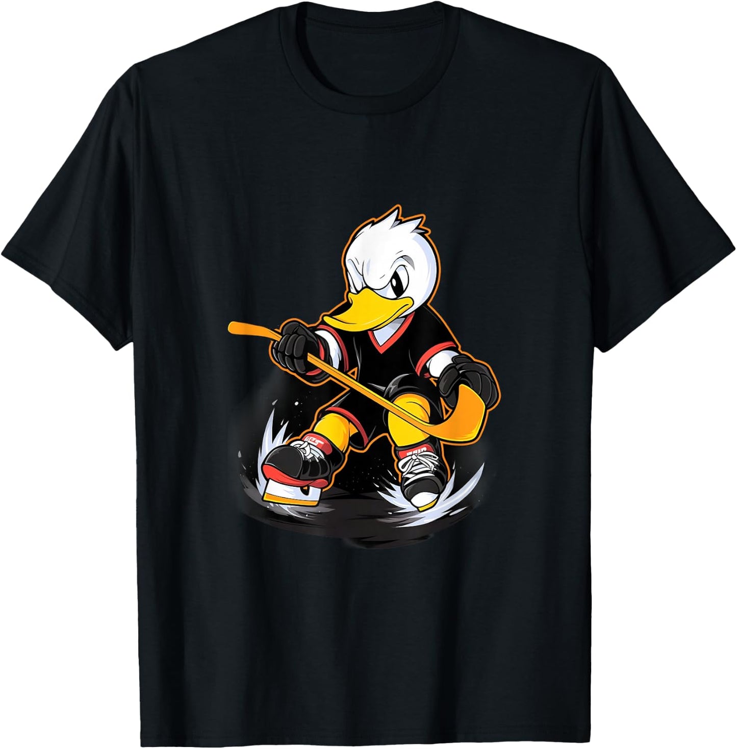 Duck Ice Hockey Player Hockey Stick Goalkeeper T-Shirt - T-Shirt | Black
