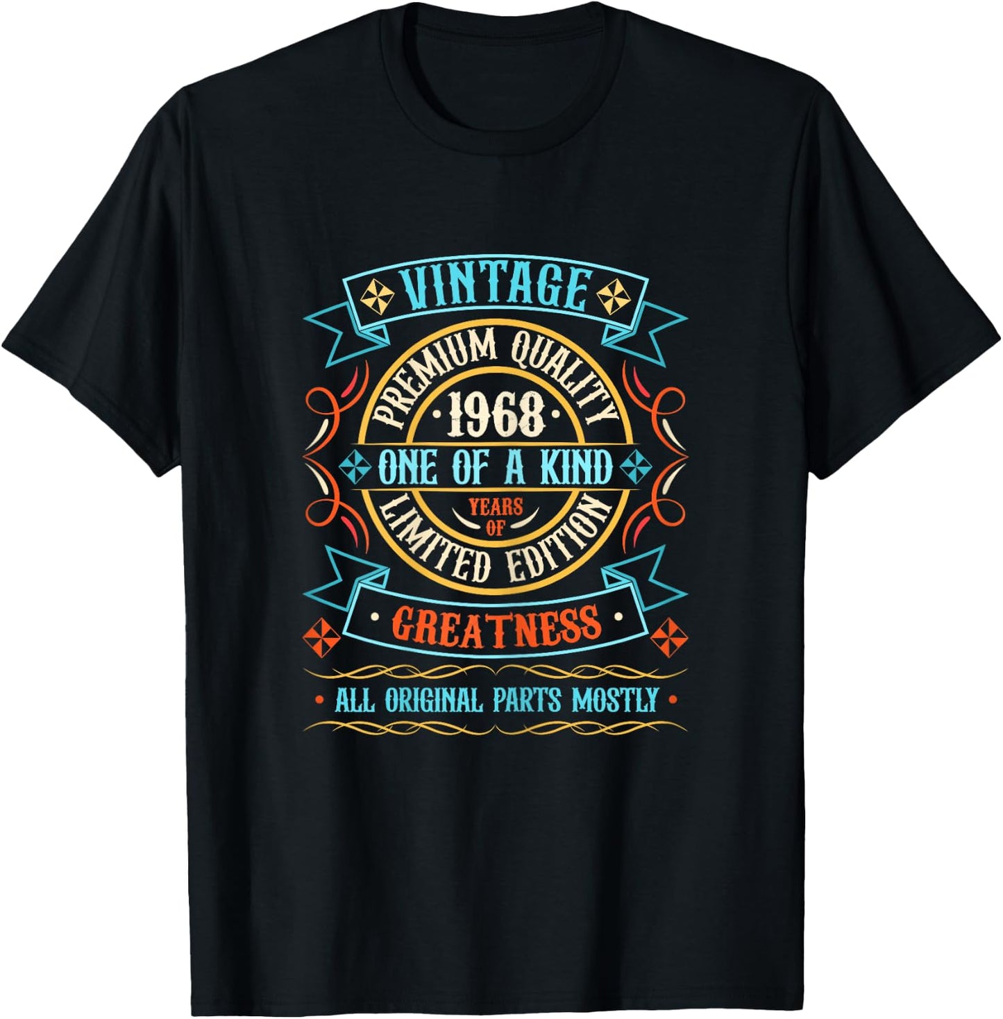 Vintage 1968 T Shirts Retro Funny 1968 Birthday T-Shirt - T-Shirt | Black