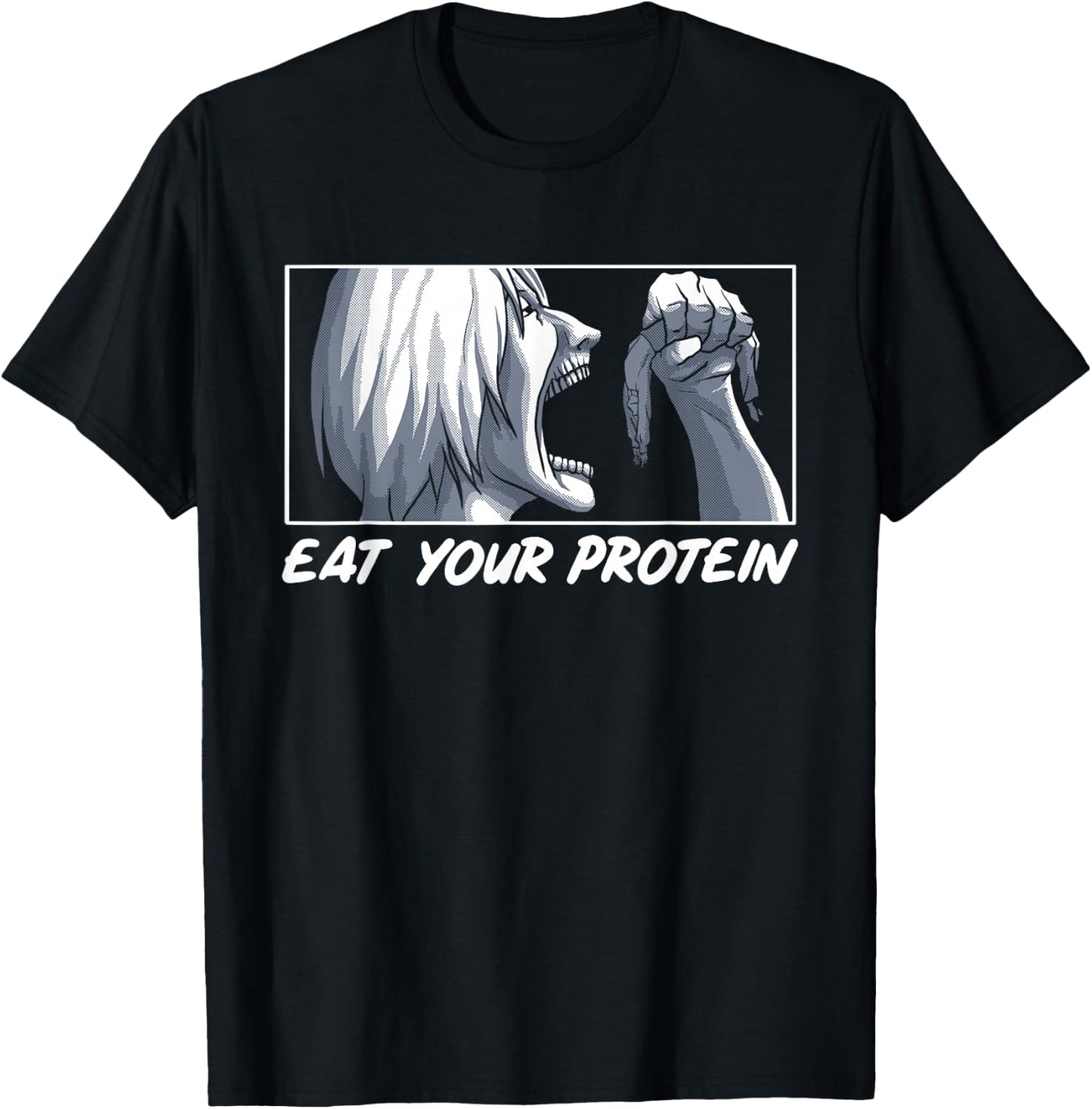 Iss dein Protein Anime Gym Manga Bodybuilding Fitness Anime , black T-Shirt - T-Shirt | Black