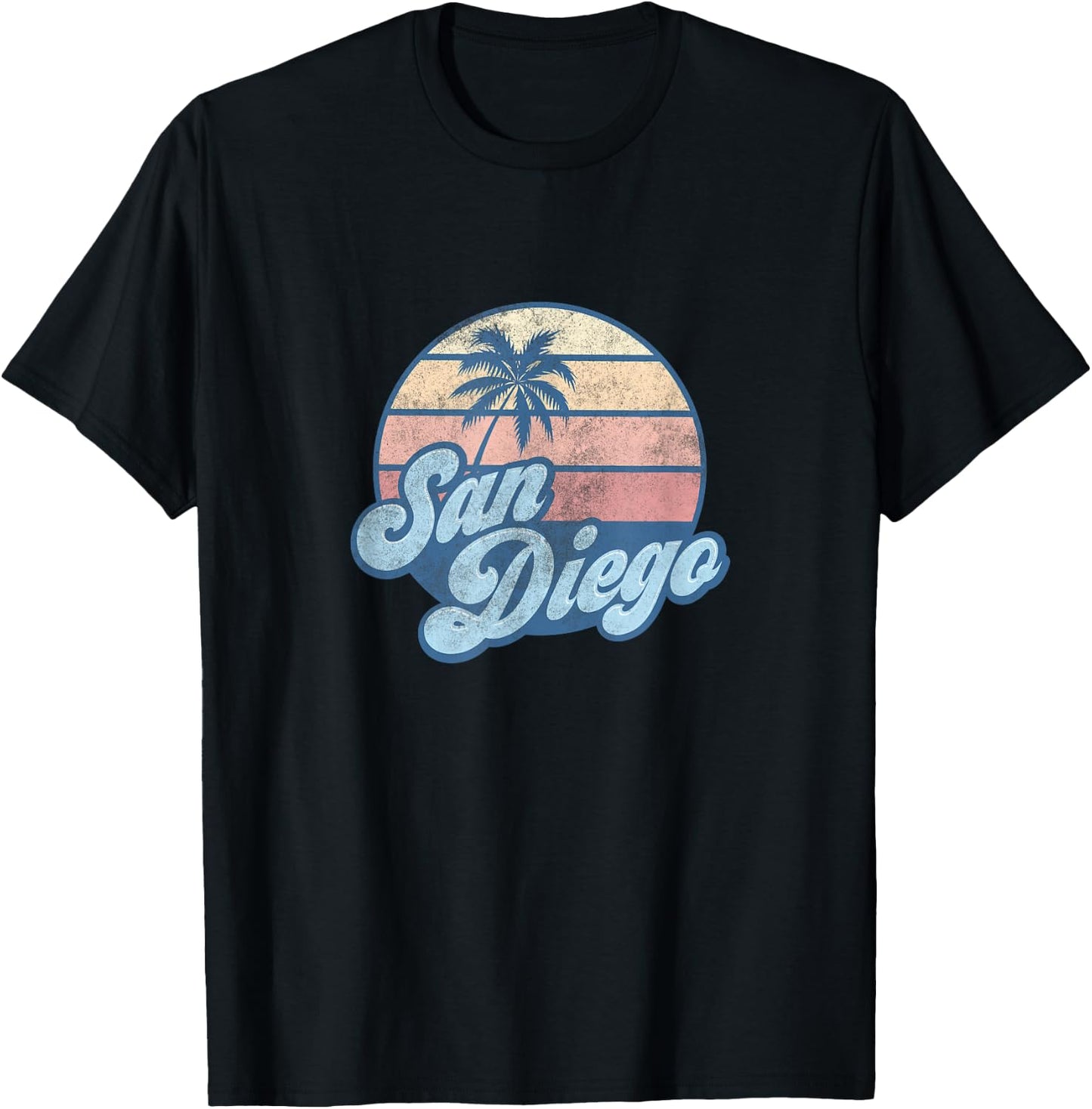 Artist Unknown child Retro,classic San Diego California CA T Shirt Vintage 70s Retro Surfer , Blue, Small US T-Shirt - T-Shirt | Black