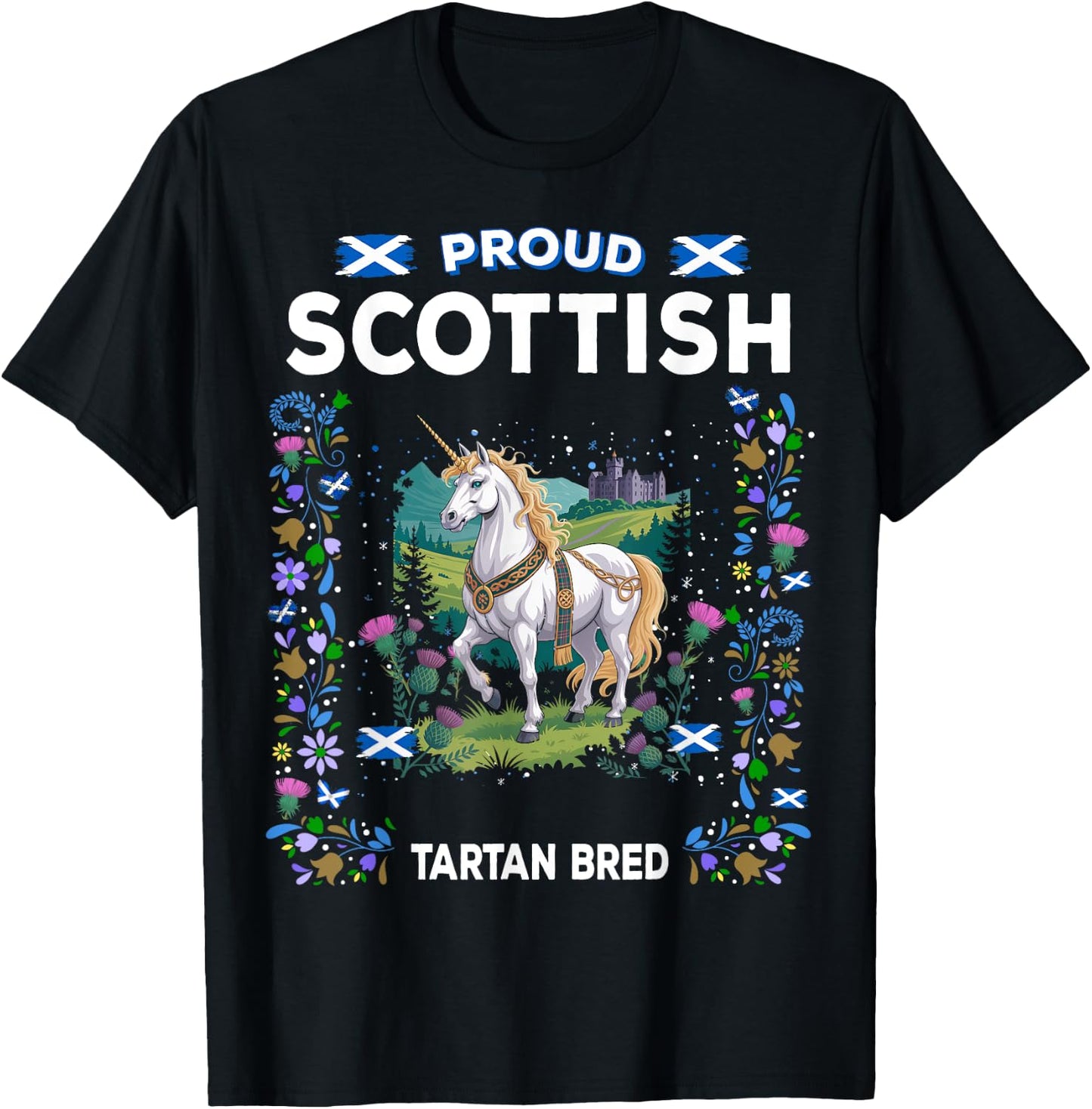 Scottish Unicorn Flag Costume Idea For Kids Scotland Unicorn T-Shirt - T-Shirt | Black