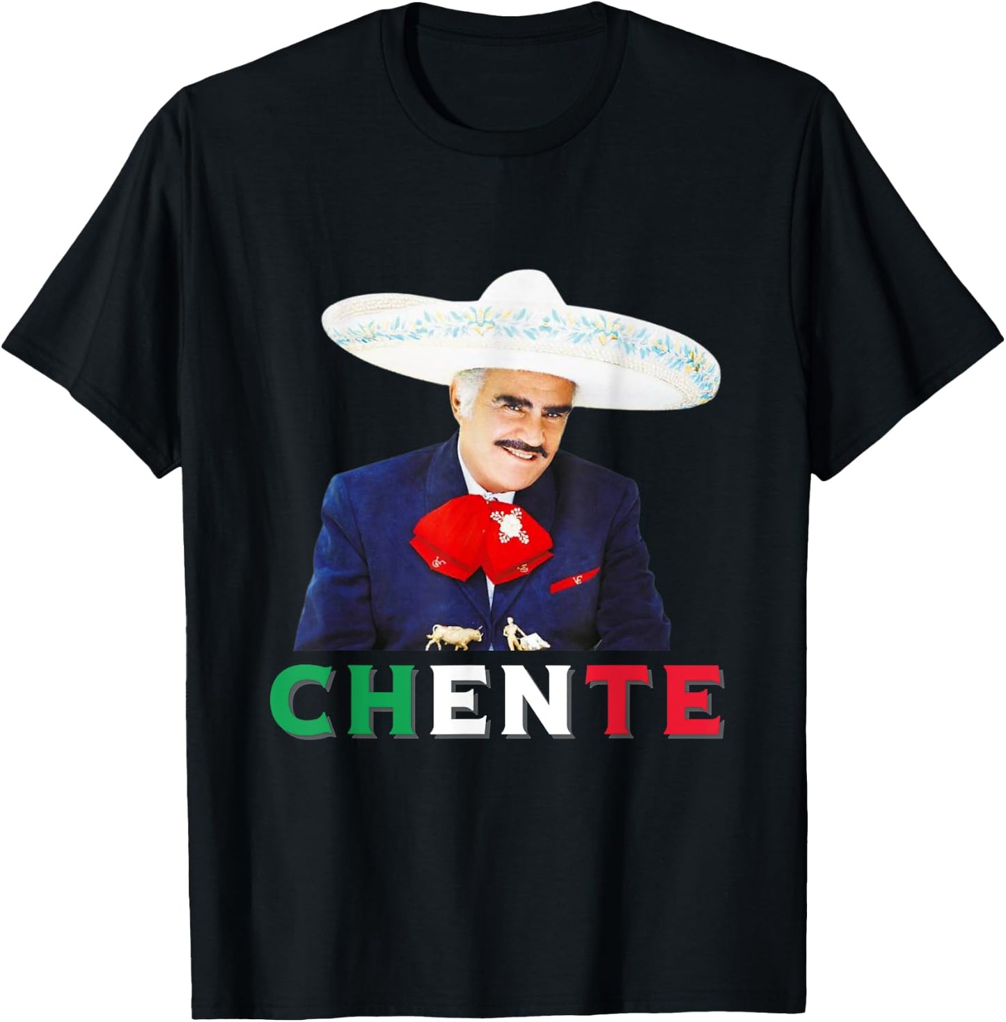 Chente Vicente Fernandez - Sigo Siendo El Rey Mexican Flag T-Shirt - T-Shirt | Black