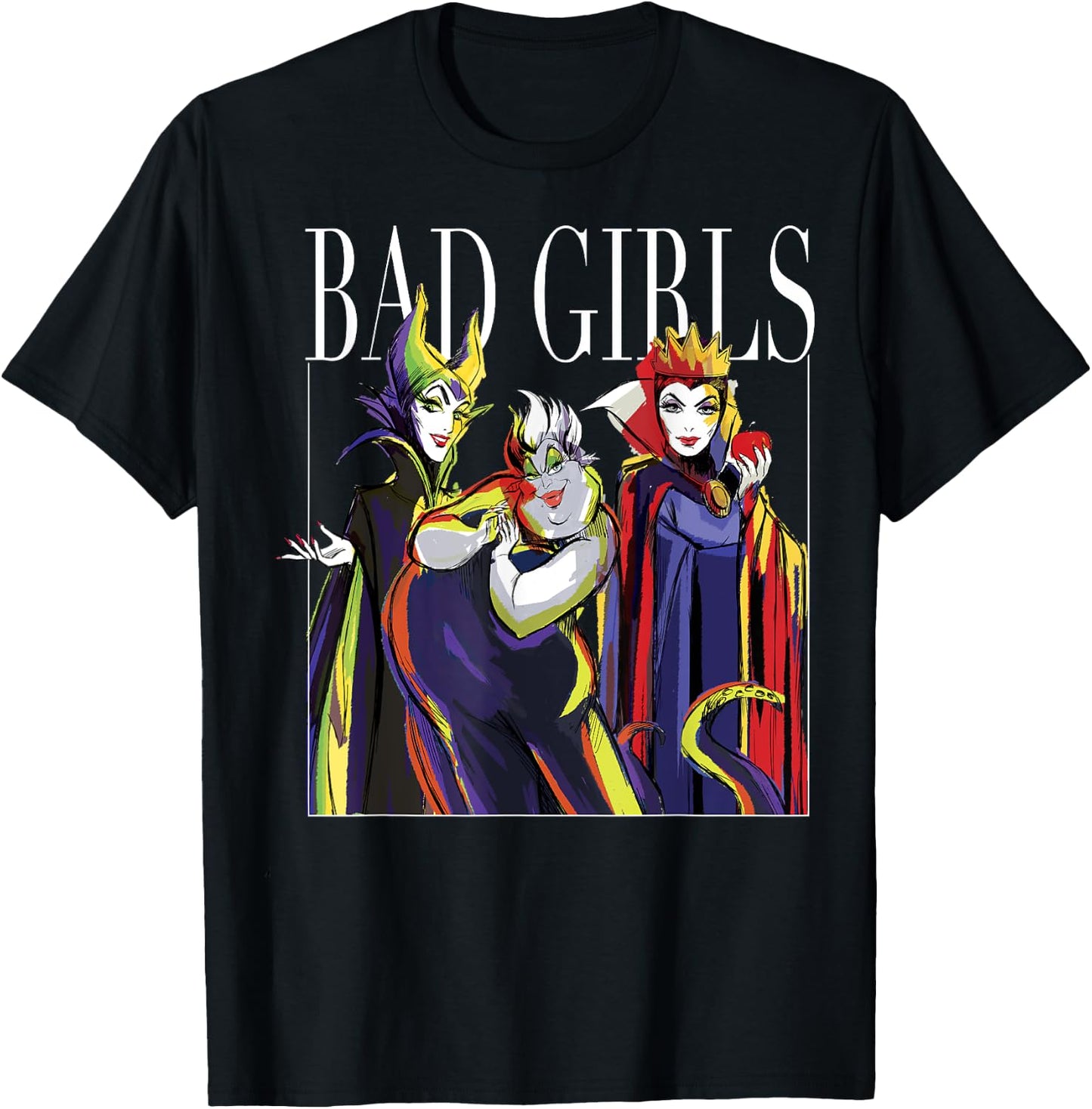 Gruppenfoto der Bösewichte von Disney Villains Bad Girls, gemalt T-Shirt - T-Shirt | Black